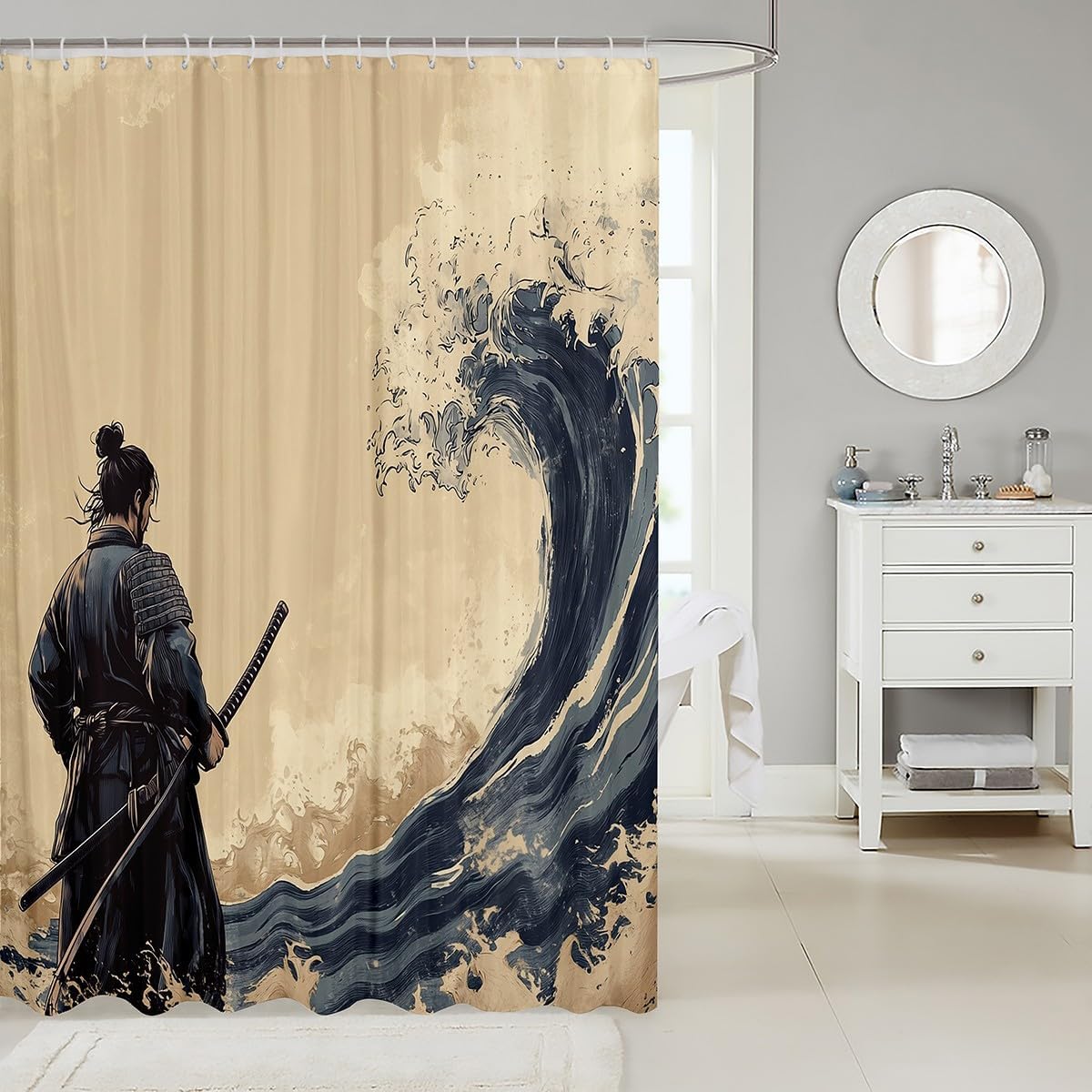 Japanese Samurai Shower Curtain