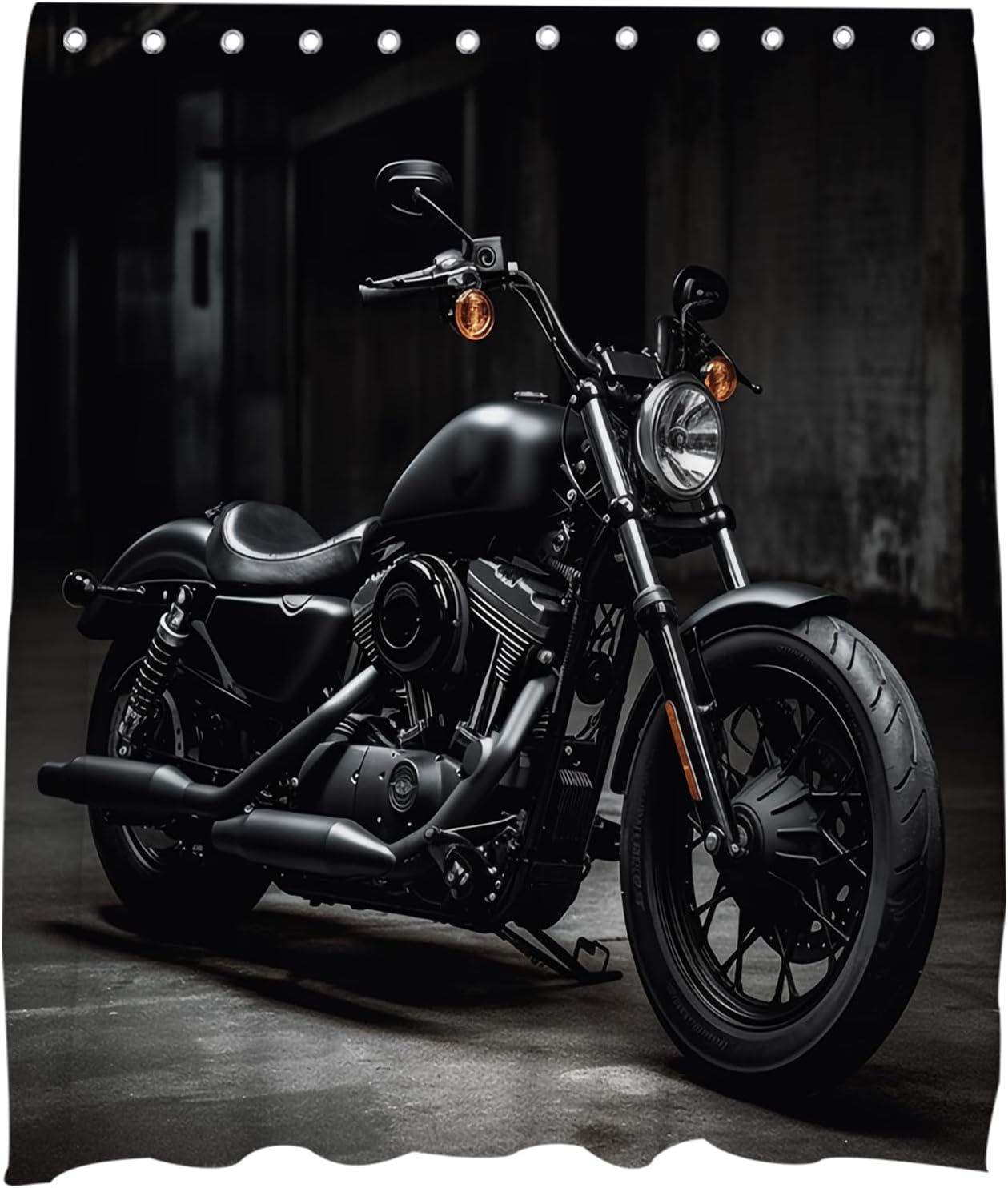 Precision black motorbike bath decor - waterproof modern