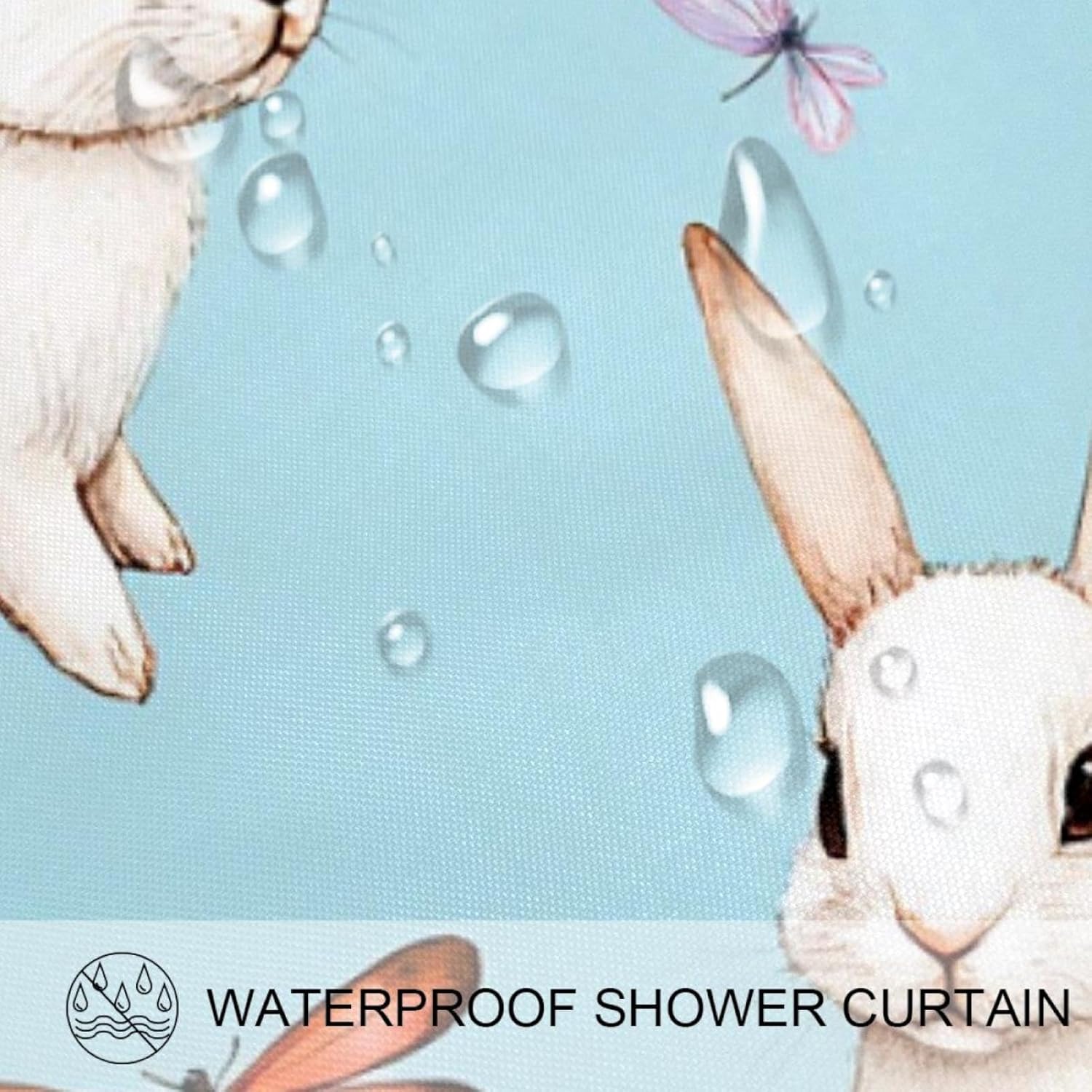 Bunnies Dragonflies Playtime - Durable Waterproof Bathroom Curtain