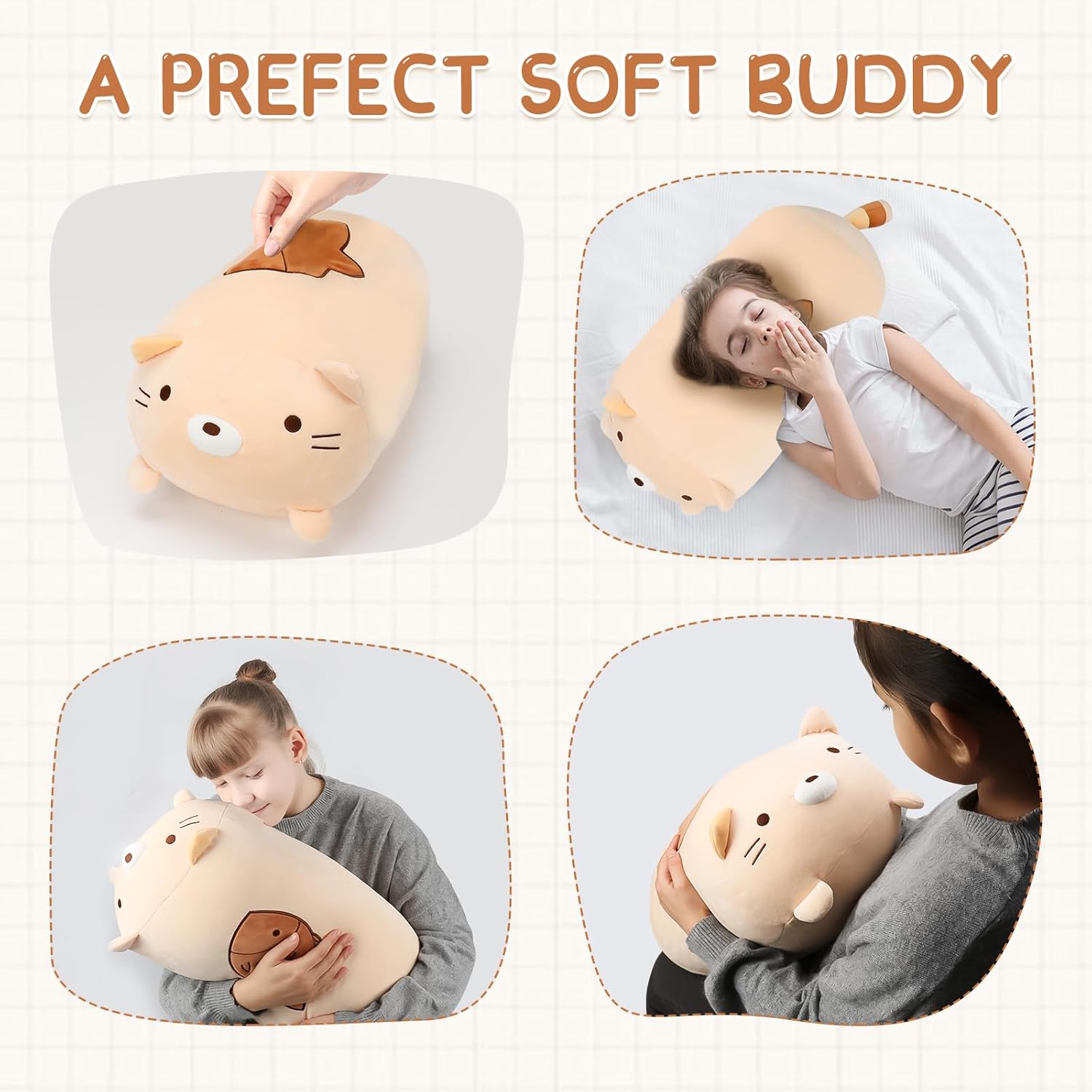 Giant Cute Kitten Plush Pillow Perfect Gift for Kids