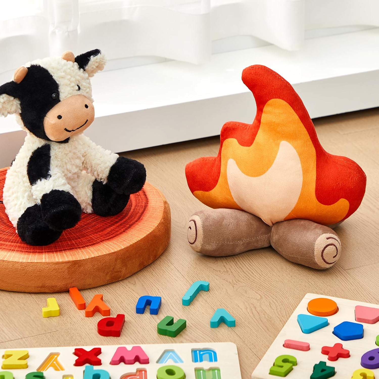 2 Pce Campfire Plush Fake Fire Decor PullCrease