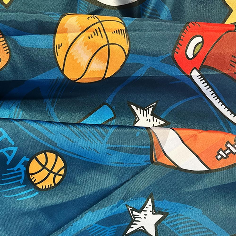 JAWO Sports Shower Curtain - Blue for Kids and Teens