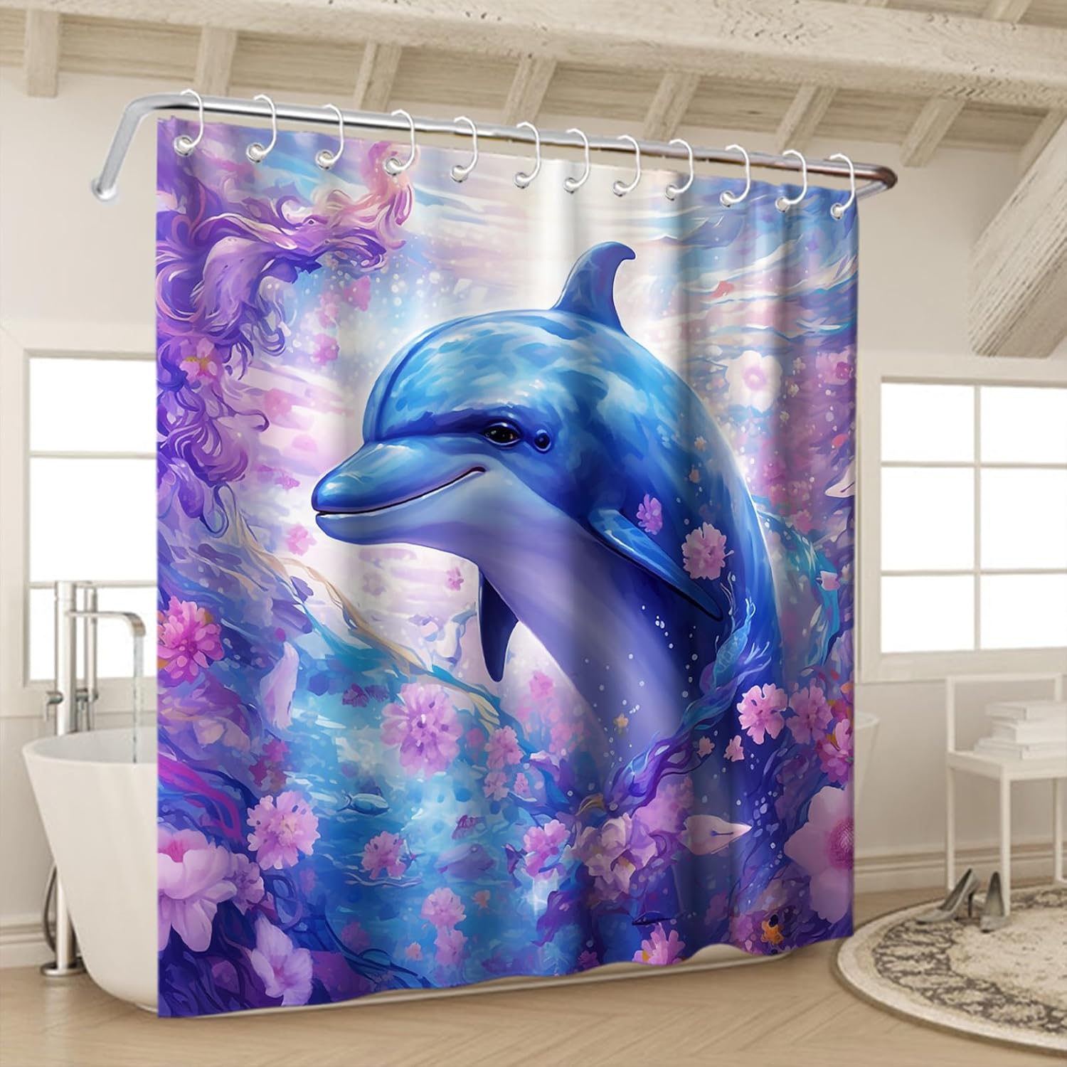 Cute Cartoon whale bathroom set machine washable waterproof