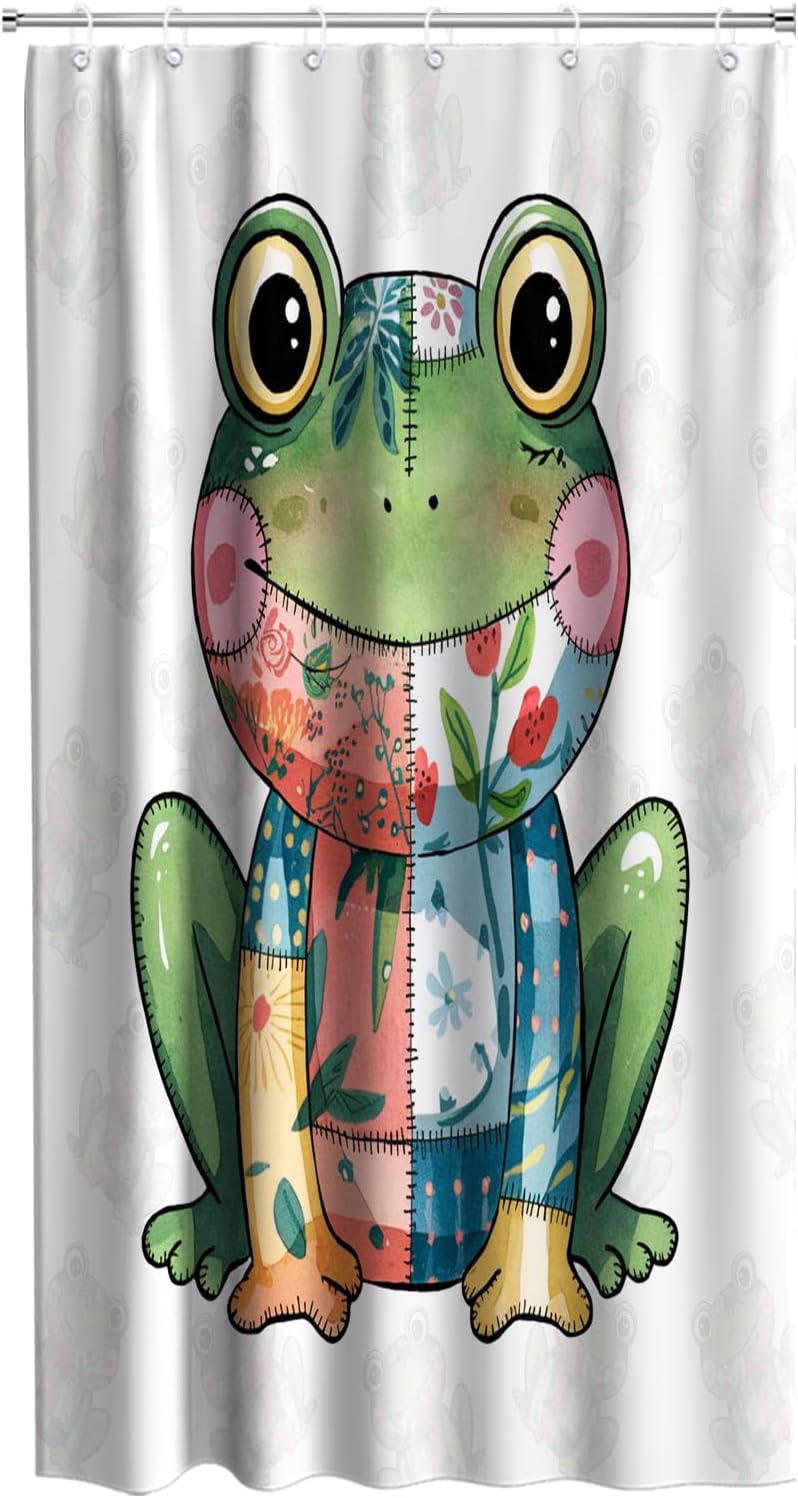 OTRANTO Fun Frog Shower Curtain Set