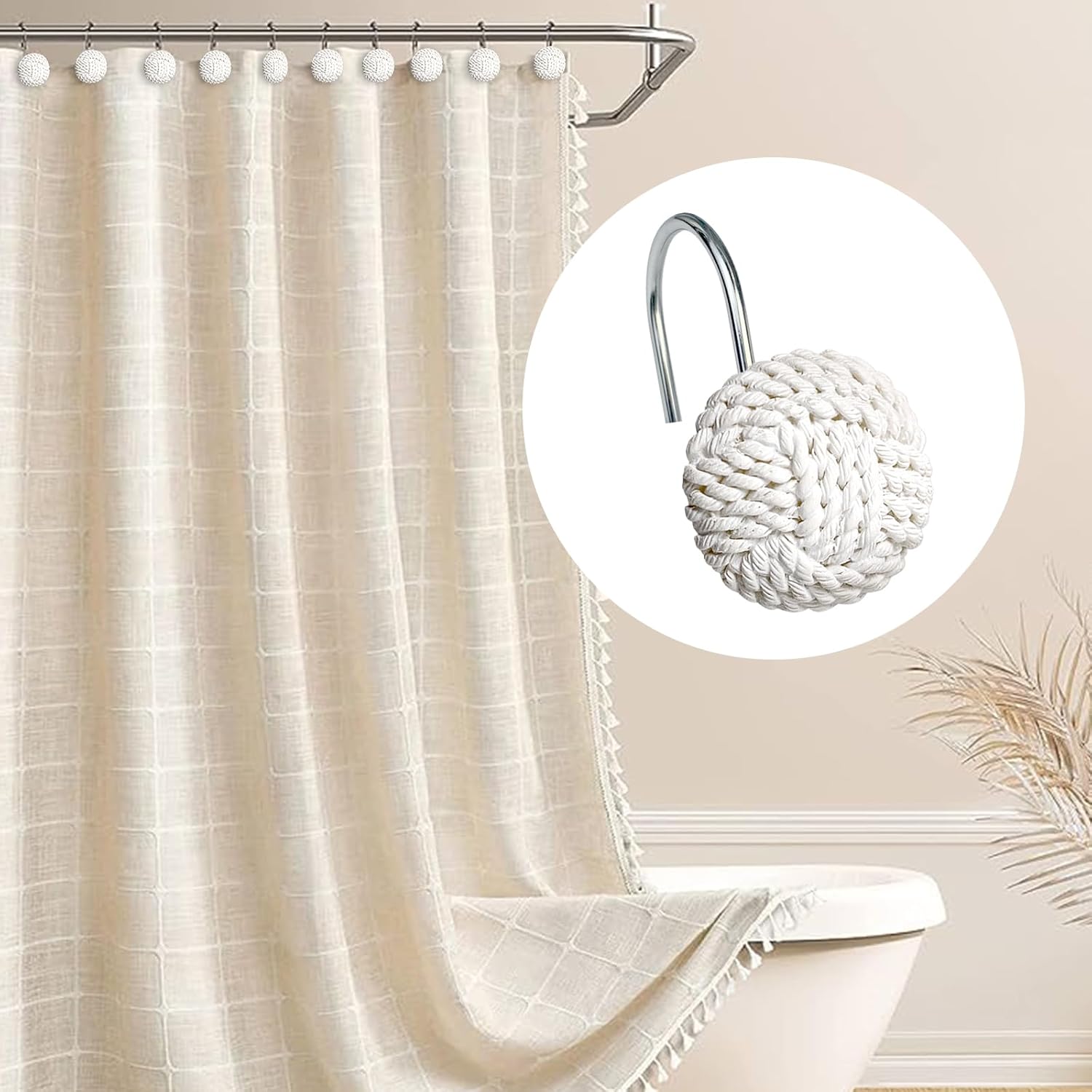 Sunlit Decorative Boho Knots Shower Curtain Hangers