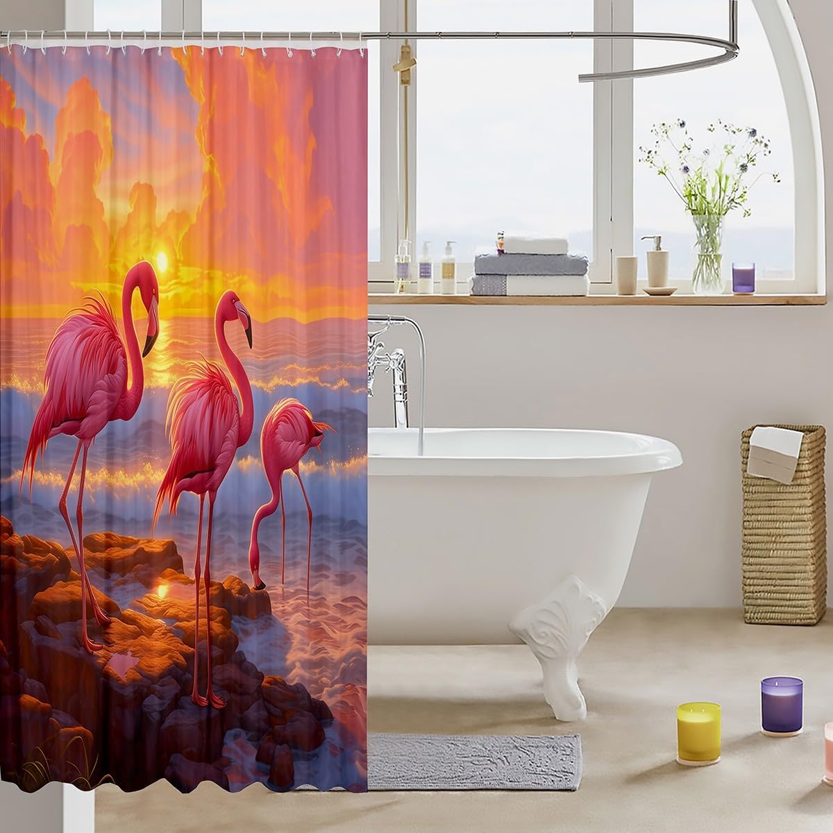 Erosebird Chic Flamingo Bath Curtain