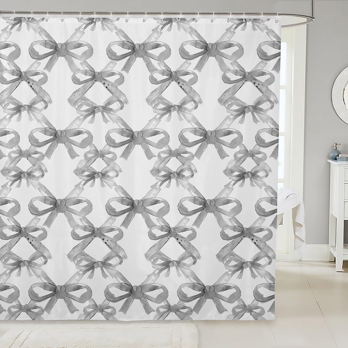 Feelyou Bow Bath Curtain for Kids 72x78 inches