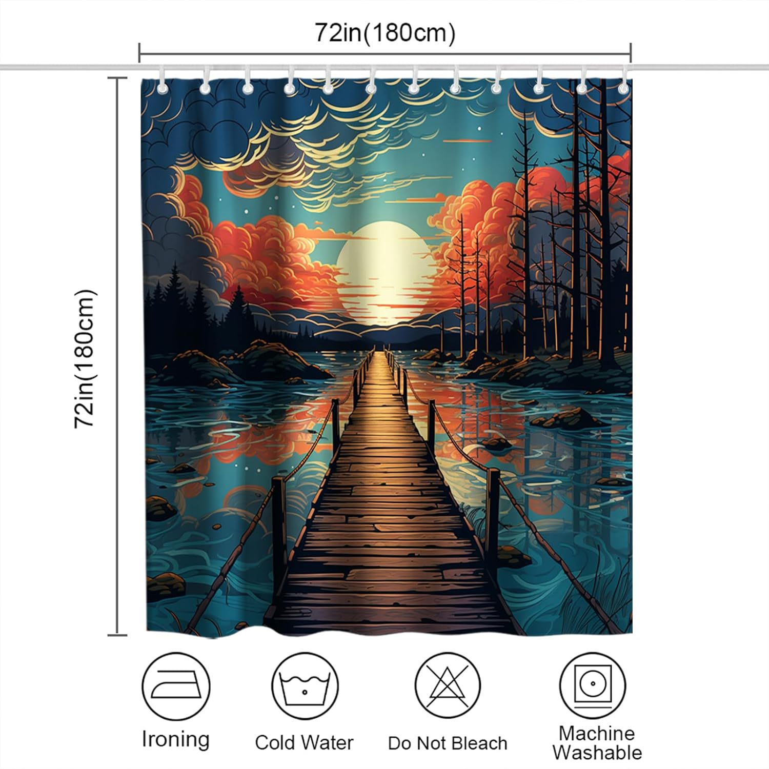 Rustic Lake Forest Wood Bridge Shower Curtain
