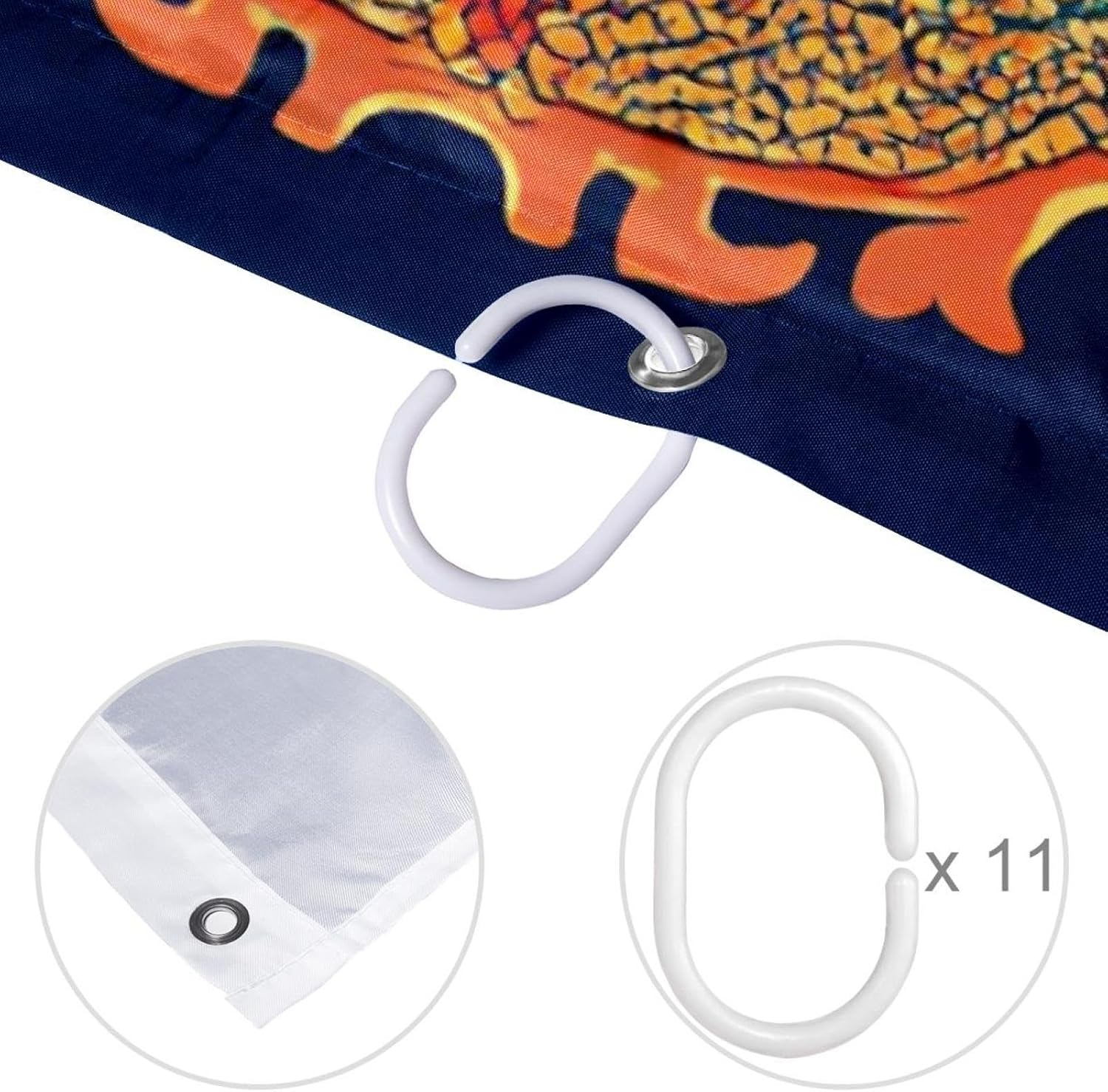 Elegant 12-Hook Waterproof shower curtain with dragon pattern