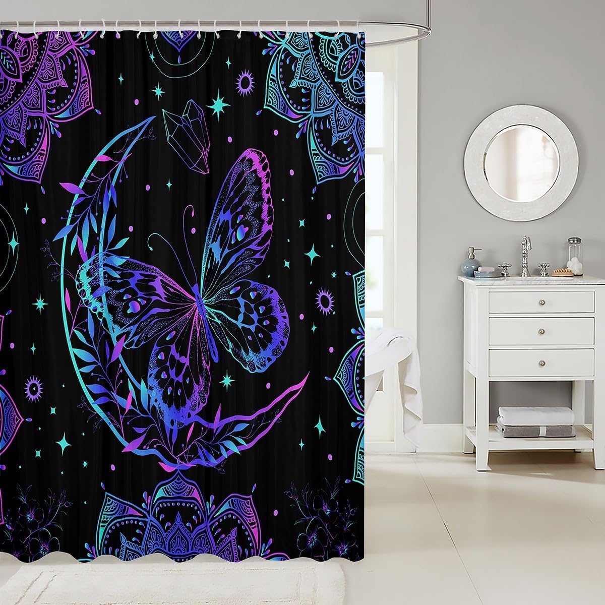 Vibrant Bohemian Gradient 72x78 Washable Bath Curtain for Kids