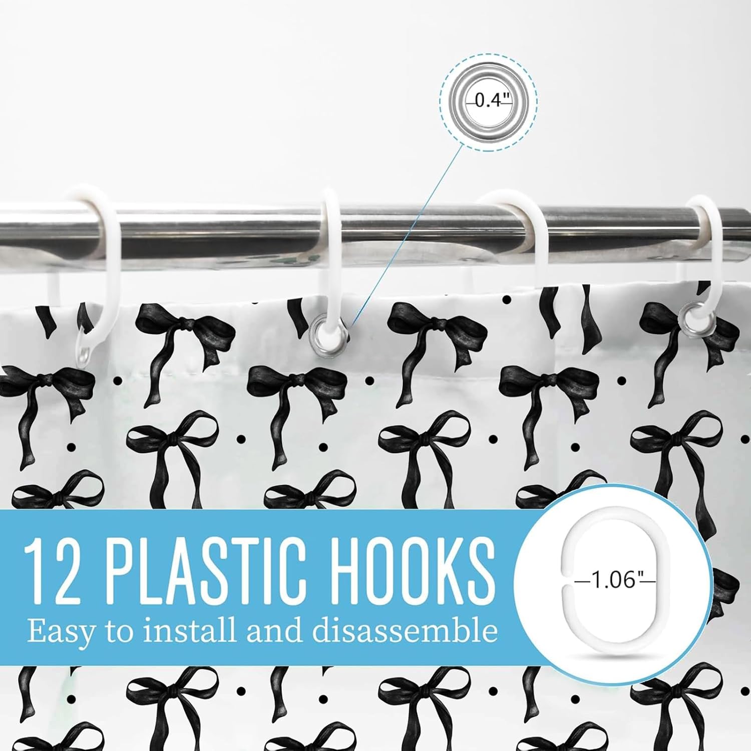 Adorable Black and White Bow Shower Curtain