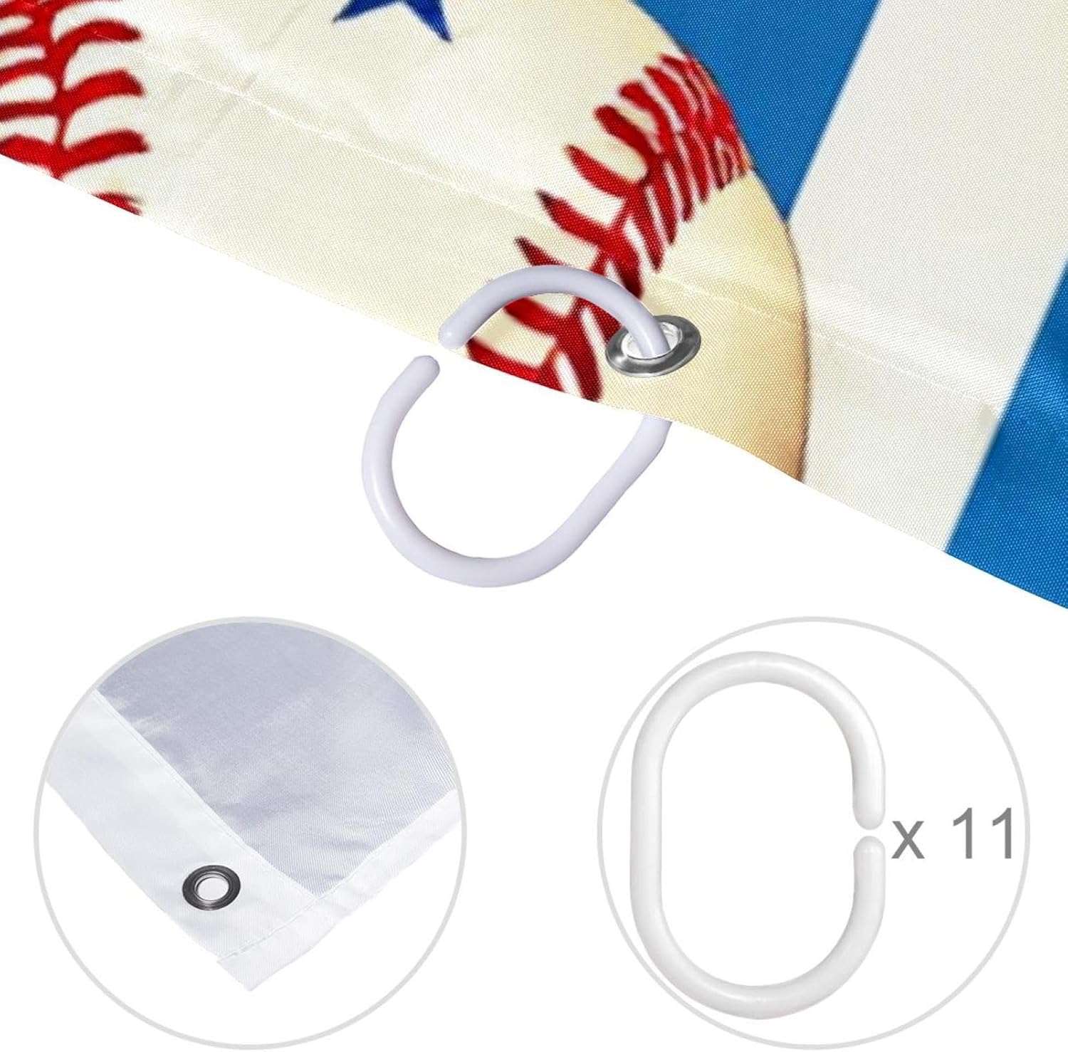 Retro Baseball Stars Shower Curtain Set - waterproof