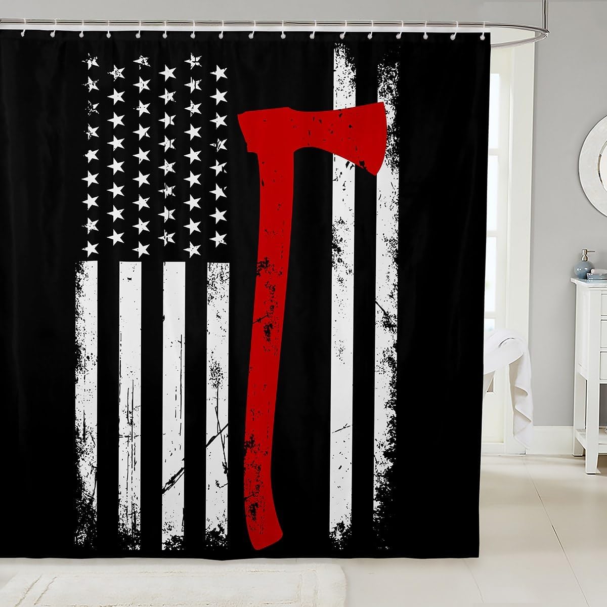 Firefighter Firetruck Shower Curtain Set