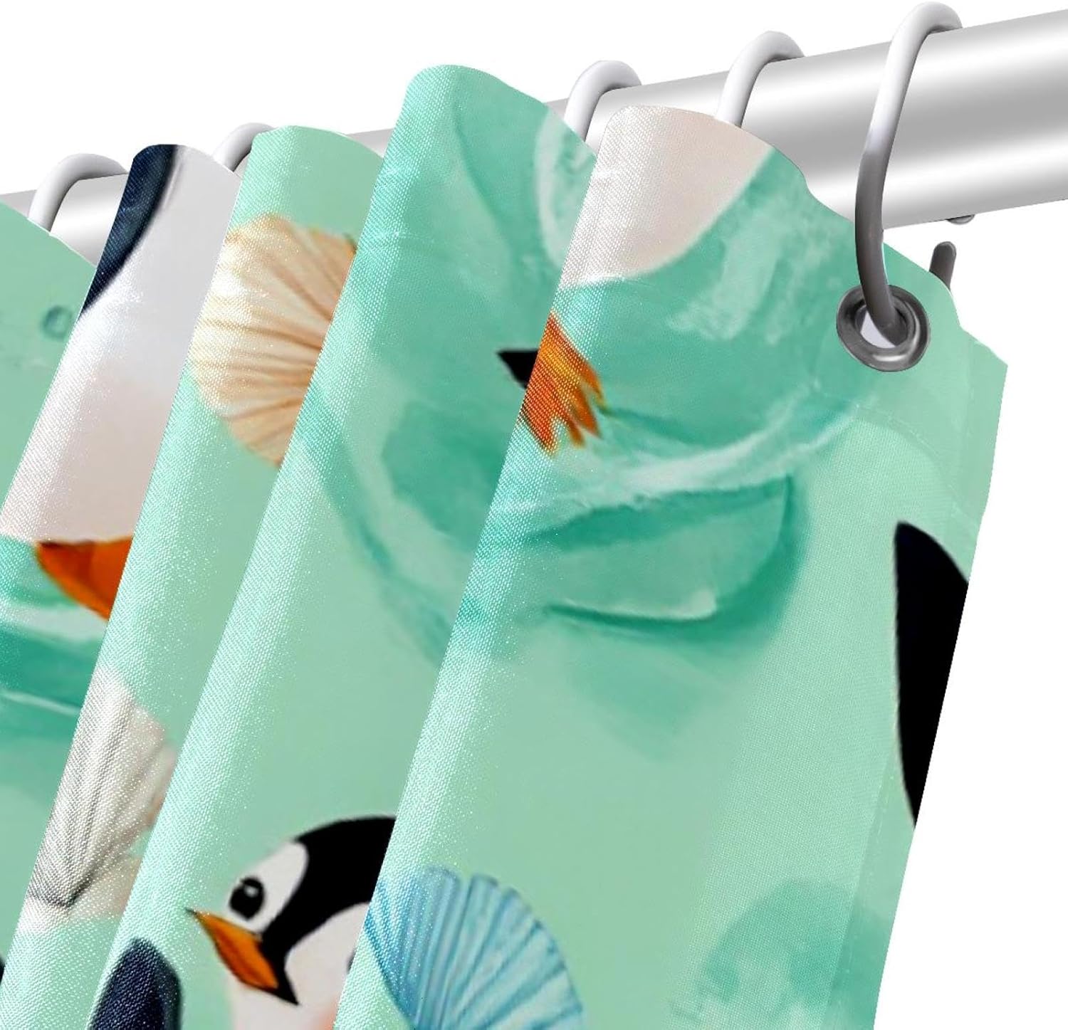 VAPOKF Penguins Play Seashells Shower Curtain Set 1
