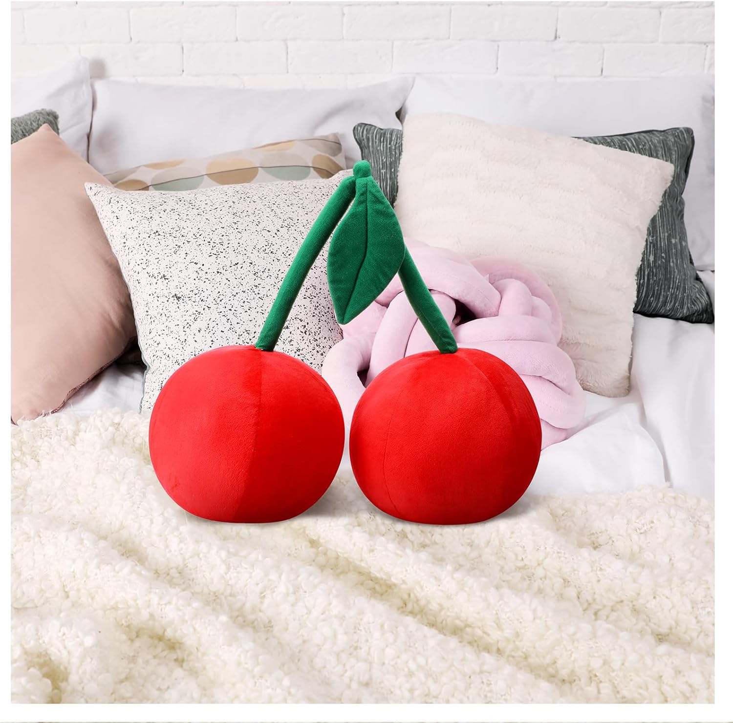 Beeveer Kawaii Cherry Plush Pillow