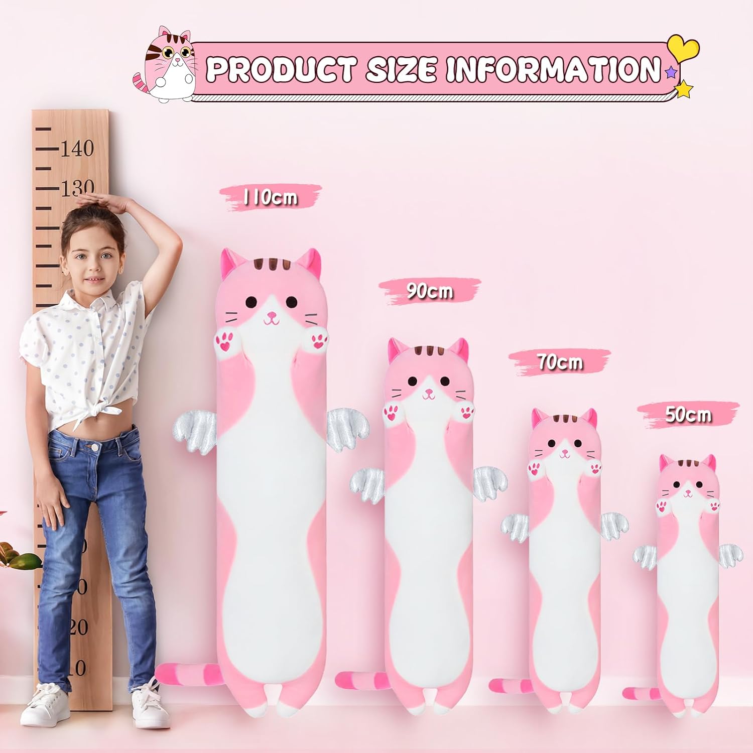 Cute Pink Kitten Plush Pillow - Soft and Adorable
