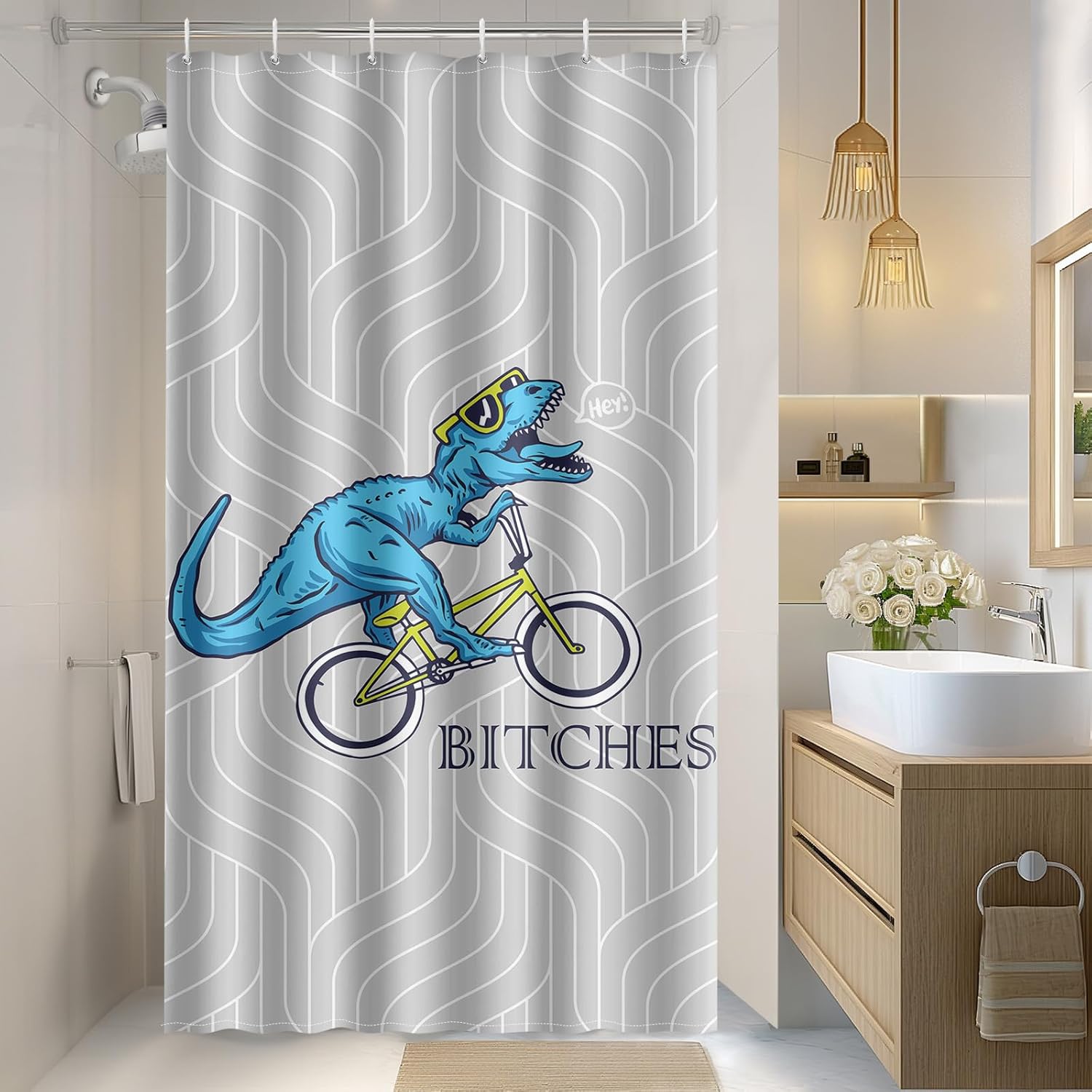 Stunning Dinosaur Stall Small Shower Curtain Educational Show