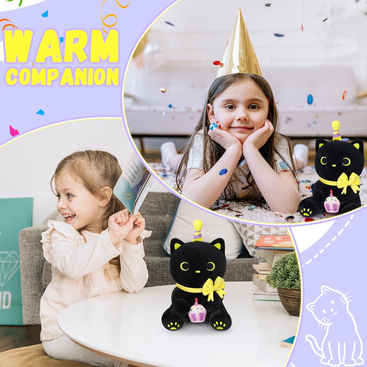 Black Cat Plush - Happy Birthday Stuffed Animal