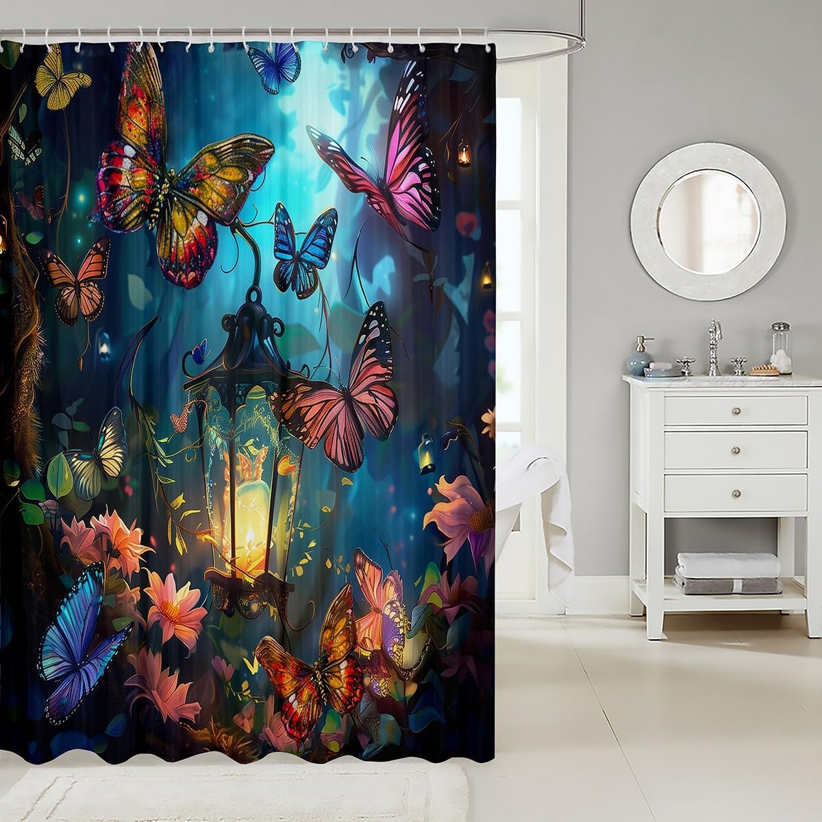 Trippy Butterfly Kids Shower Curtains Kids Bathroom Curtn 72 Wx72 H Waterproof