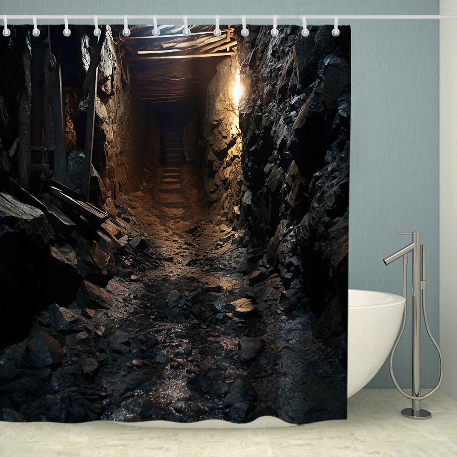Adventurous Bath Time Peaceful Discipline - Cave Tunnel Shower Curtain 72x72
