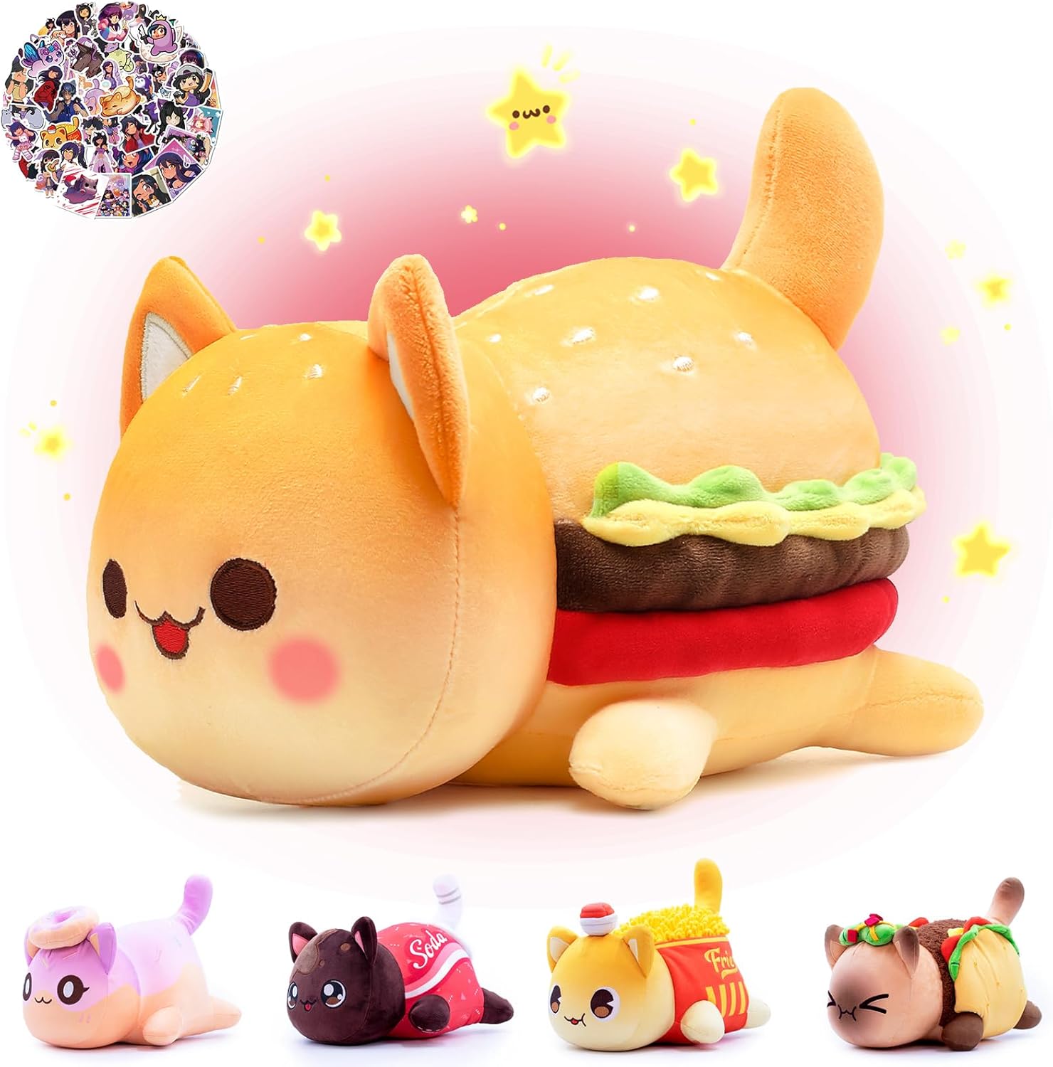 Cheeseburger Cat Plush Pillow - Stress Relief and Cute Design