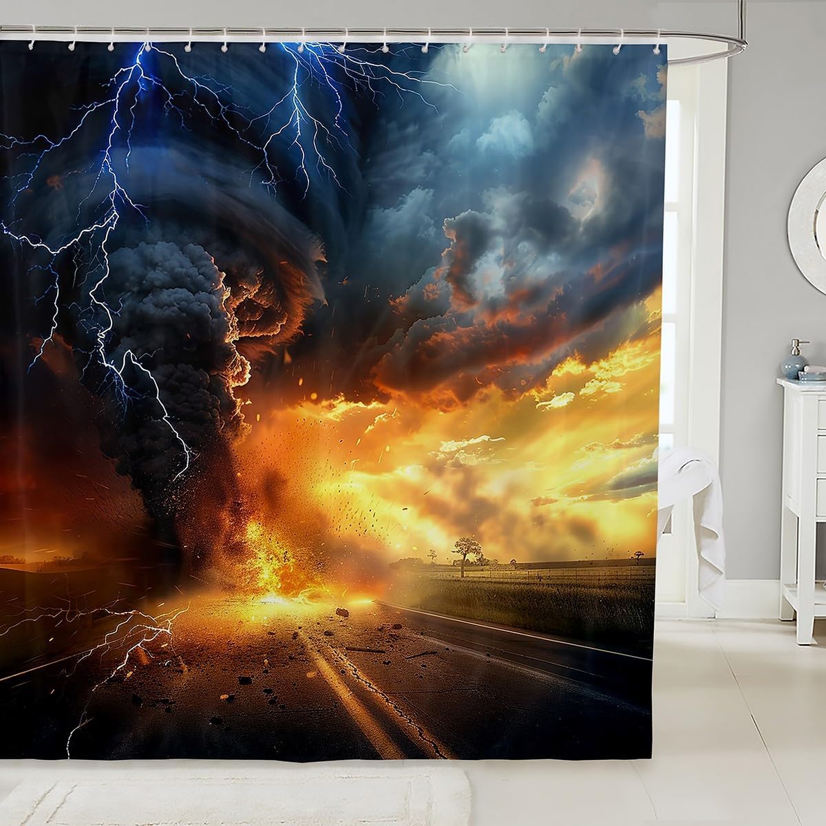 Castle Fairy Tornado Shower Curtain Set for Kids and Adults