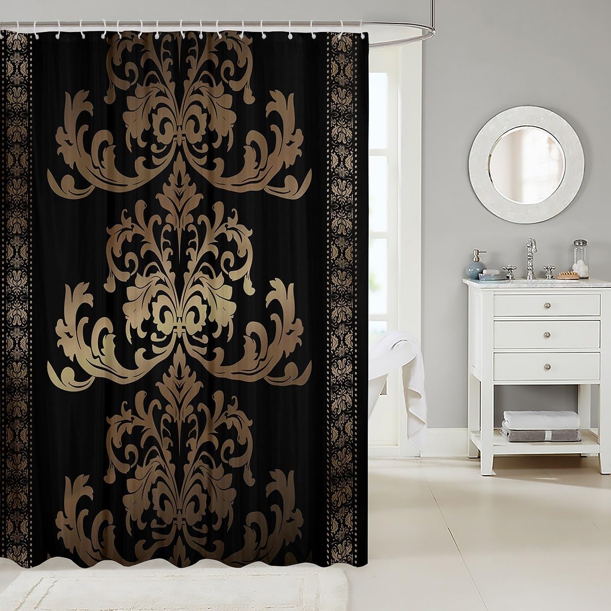 Feelyou Vintage Damask Bath Curtain Set