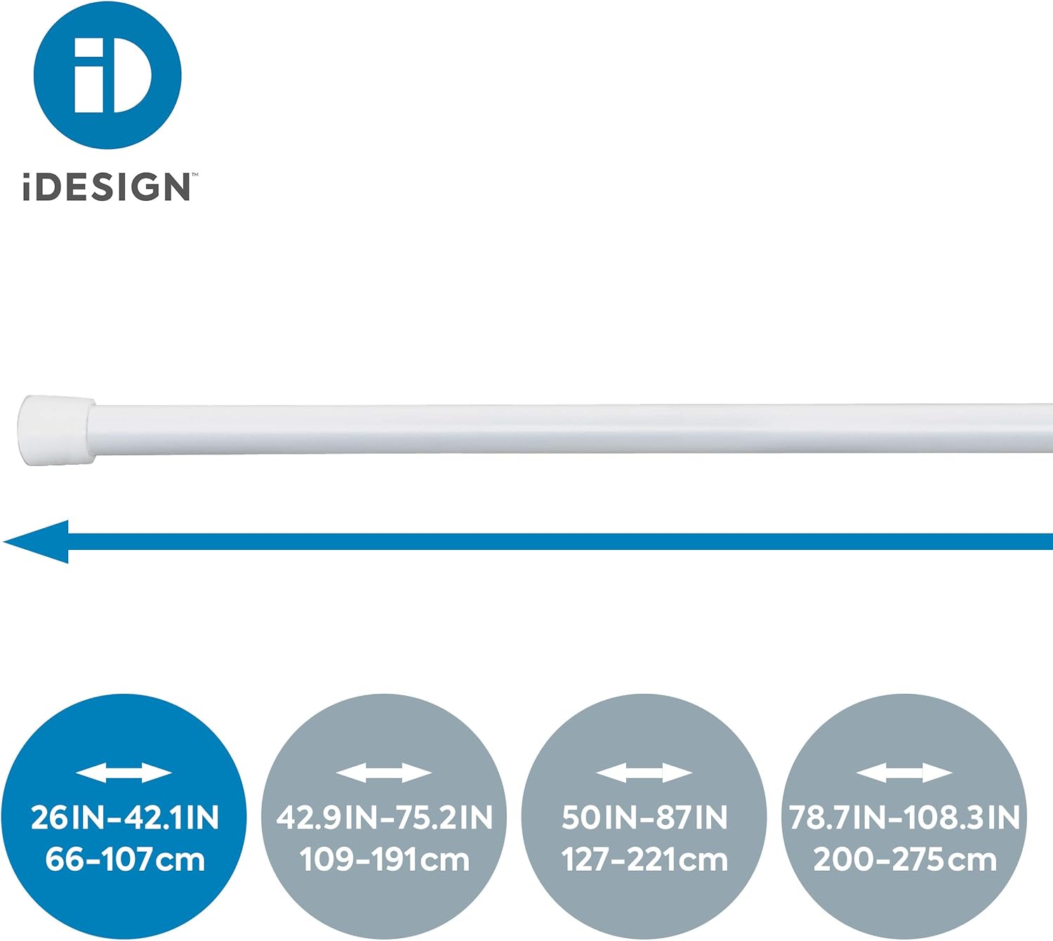 InterDesign iDesign Cameo Metal Expandable Constant Tension Shower Curtain Rod