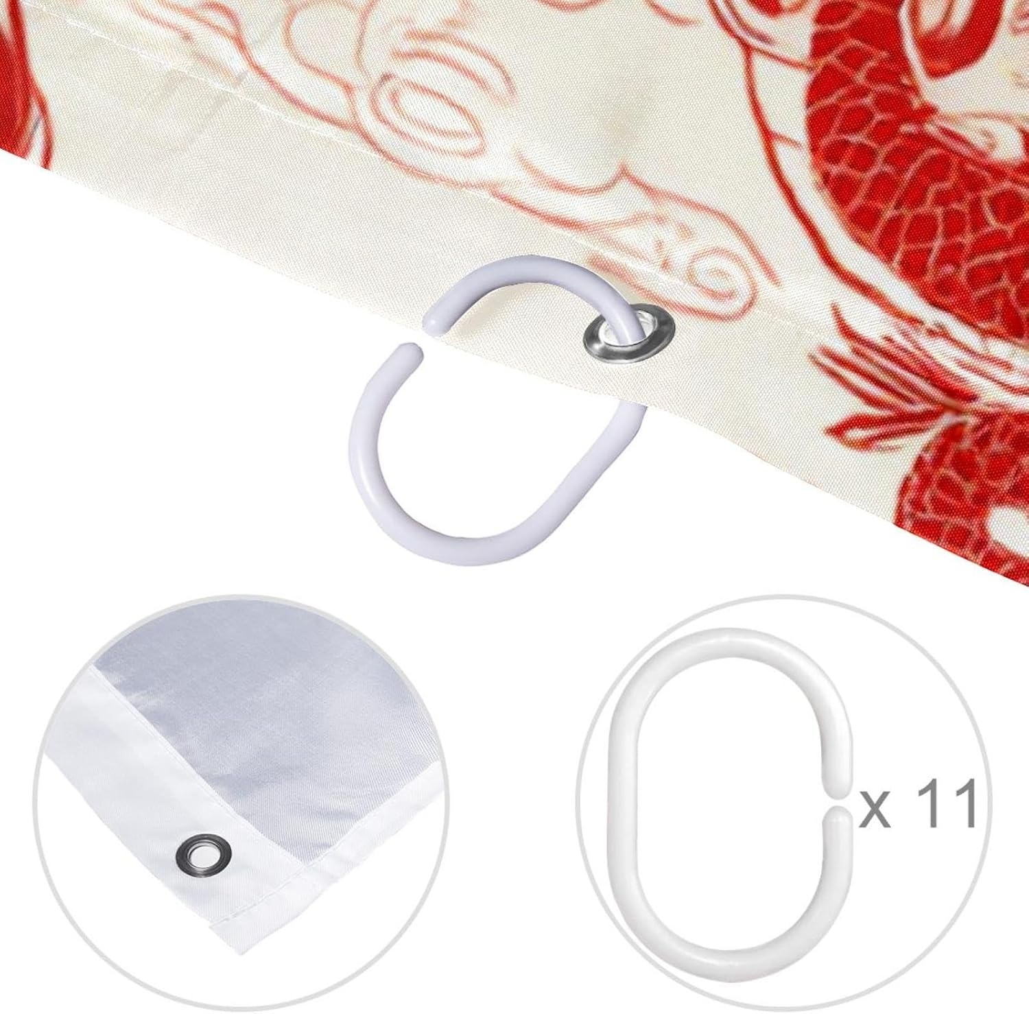 Bath Time inspected begins with VAPOKF Red Dragon Auspicious Clouds Shower Curtain Setup