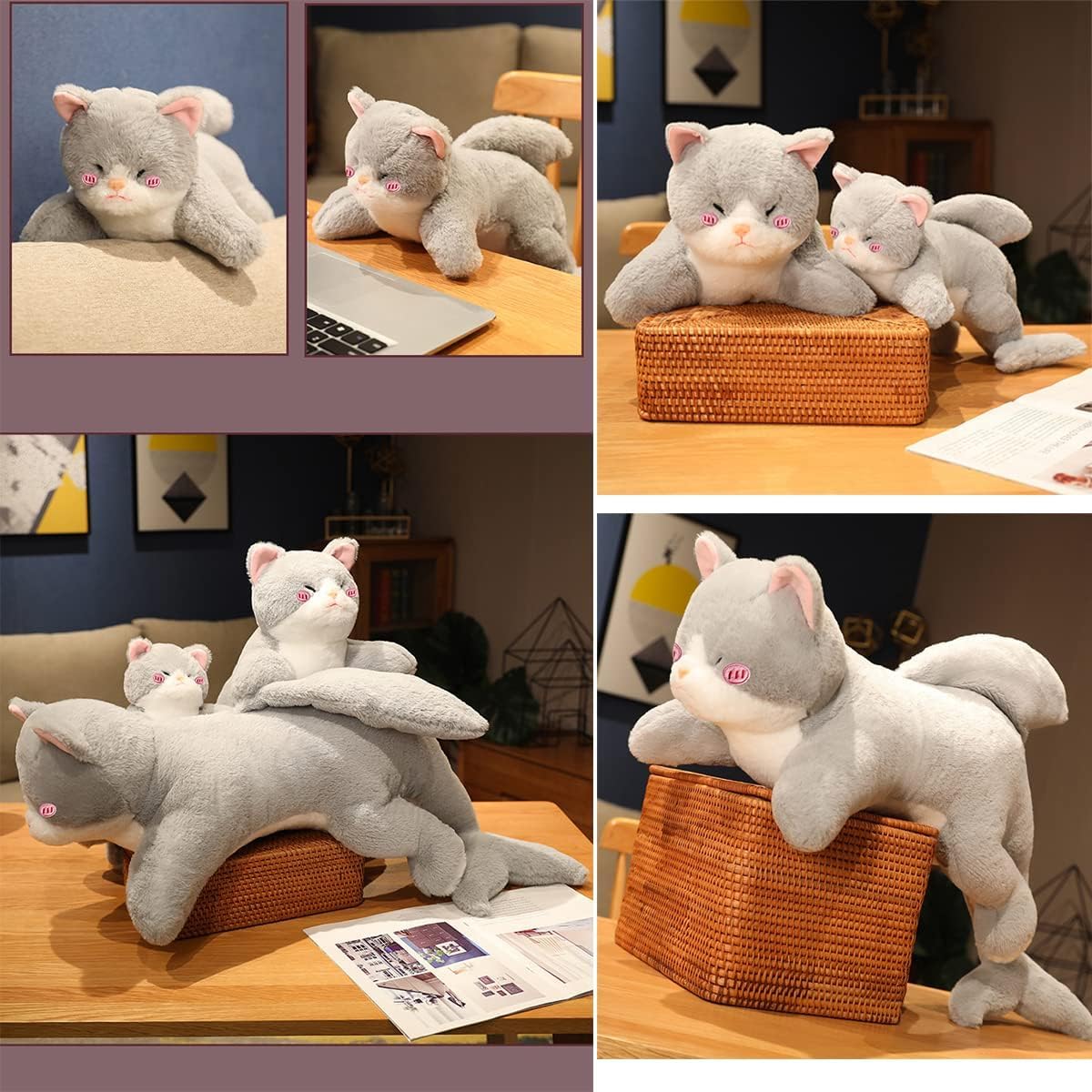 Hofun4U Cat Plush Pillow with Shark Tail - Super Cute