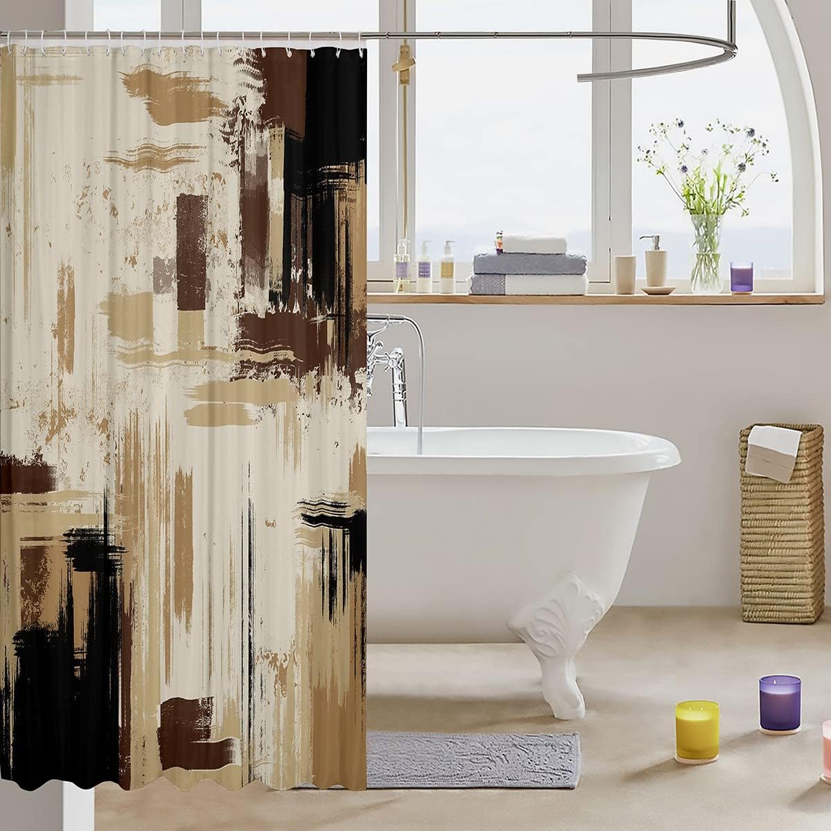 Feelyou Abstract Bath Curtain Kids Modern Abstract Art Bath towel 72x72