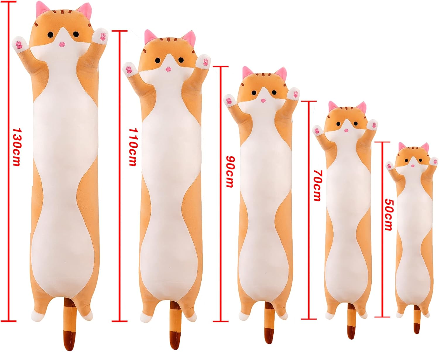 Cute Long Cat Plush Body Pillow Kawaii Cat Plushie for Kids