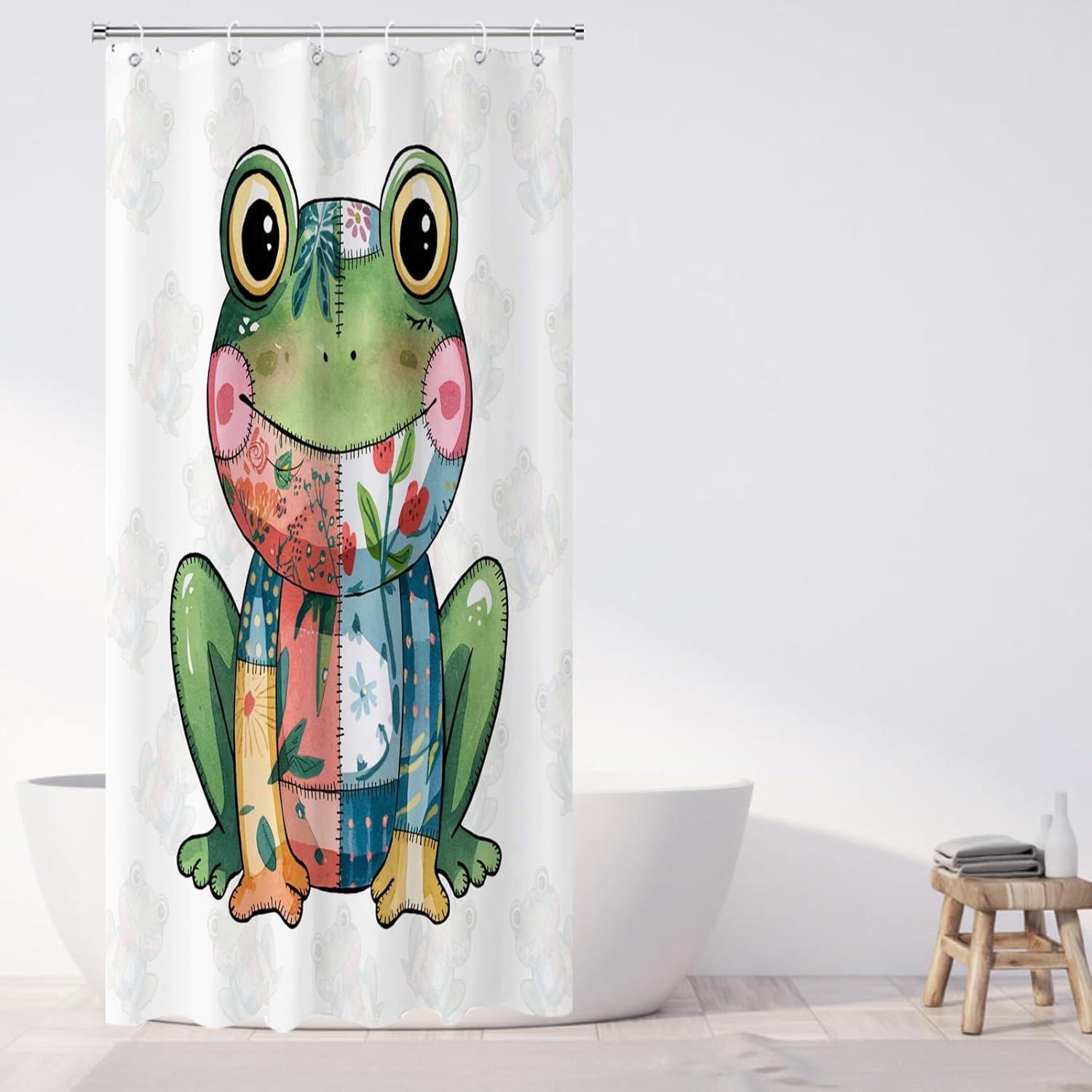 OTRANTO Fun Frog Shower Curtain Set