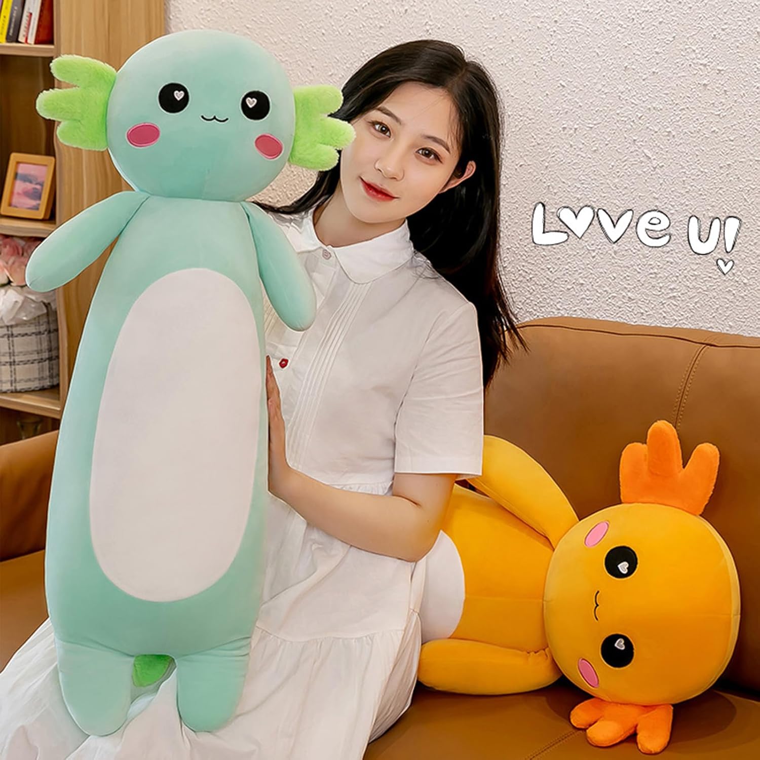 Somao Long Axolotl Plush Pillow Green