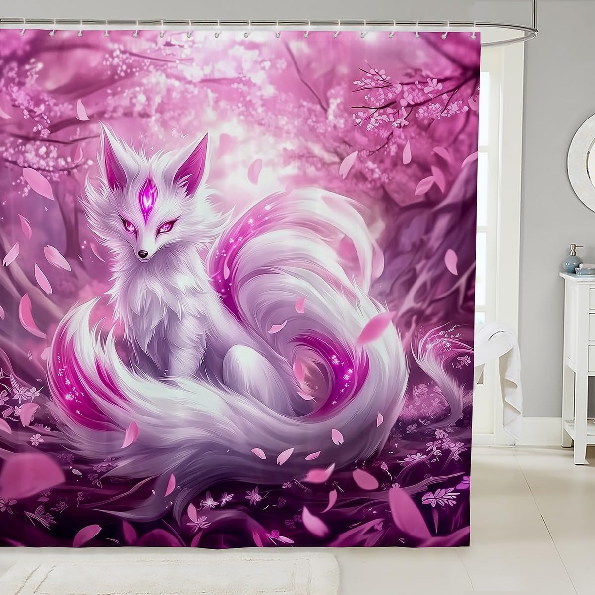 Feelyou Pink Fox Bath Curtain 72x72