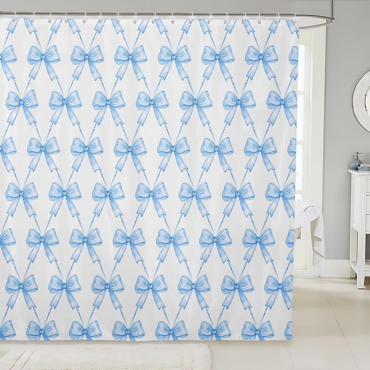 Feelyou Blue Bow Shower Curtain 72x72