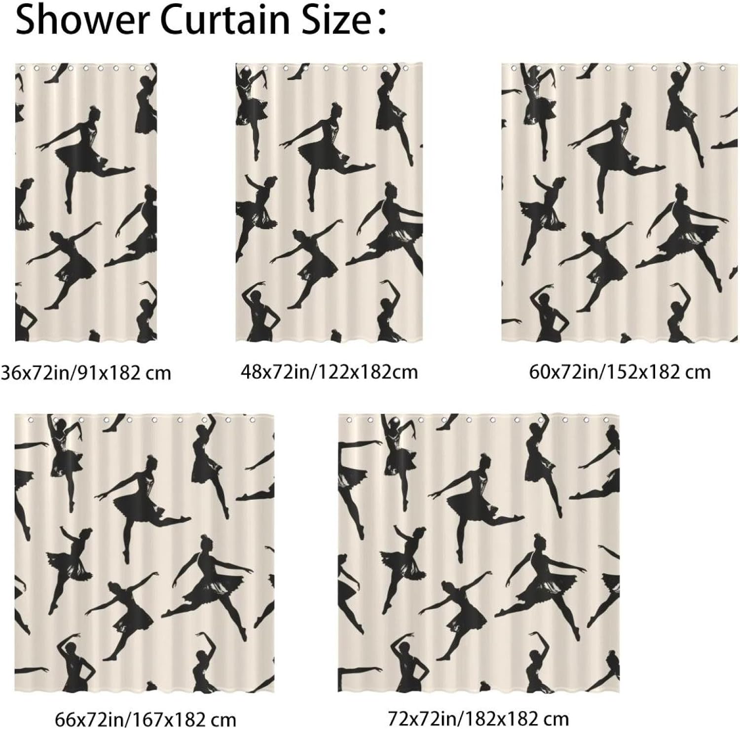 Dancing Ballet Girls Prints Shower Curtain Set