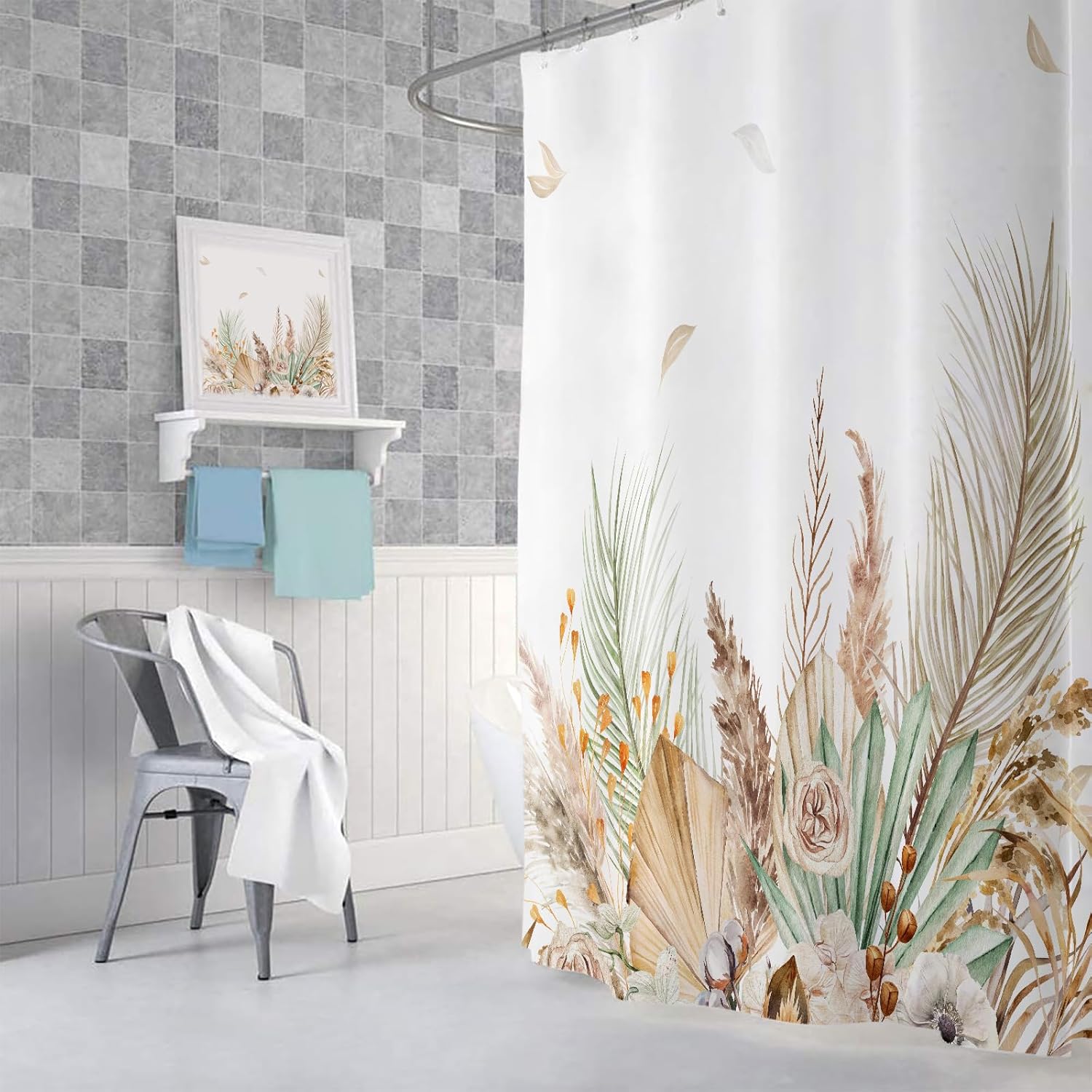 JAWO Boho Brown Floral Leaves Bath Momentum bathing experience