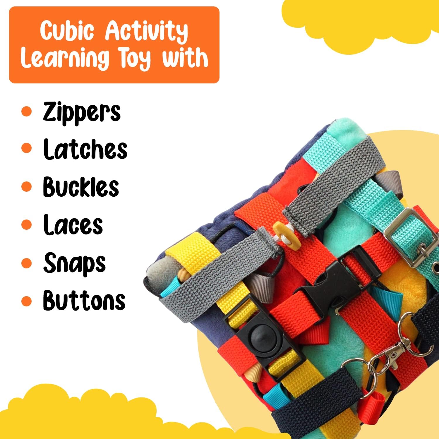 Vibrant Sensory Buckle Pillow for Kids