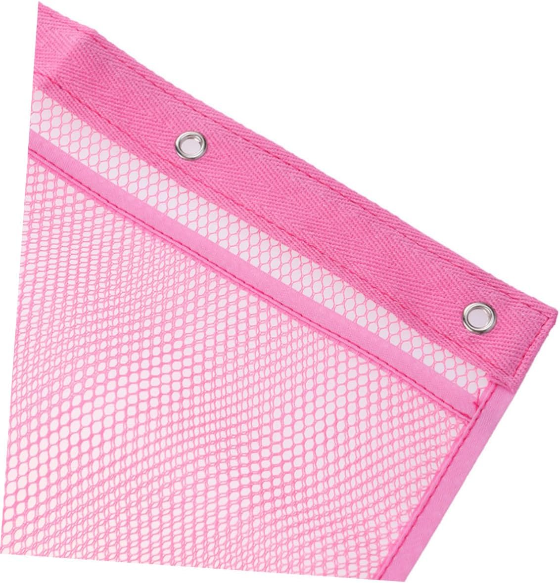 SHOWERORO Space-Saving Mesh Organizer 4-Ring Hangers Pink