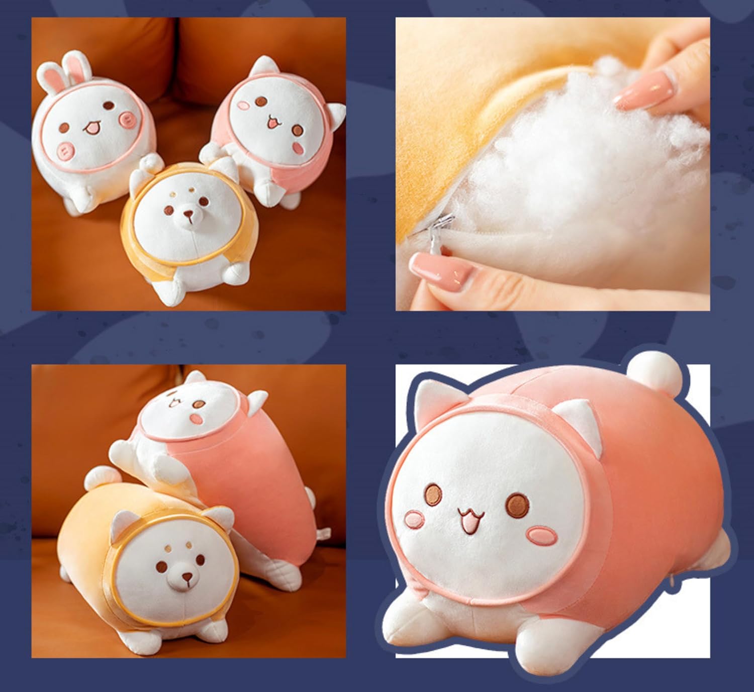 Kawaii Cat Plush Pillow for Kids