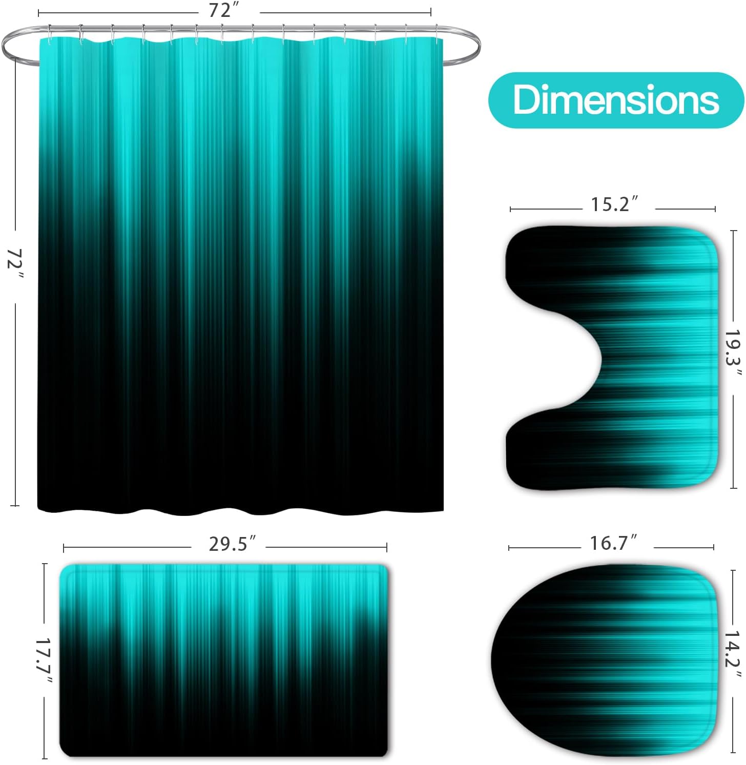 Modern Gradient Shower Curtain Set for Bathroom Uses