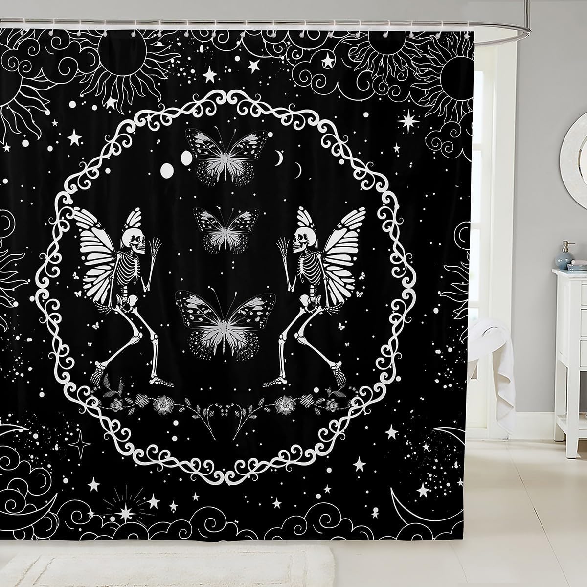 Manfei Butterfly Kids Shower Curtains - Rainbow Butterfly Bat