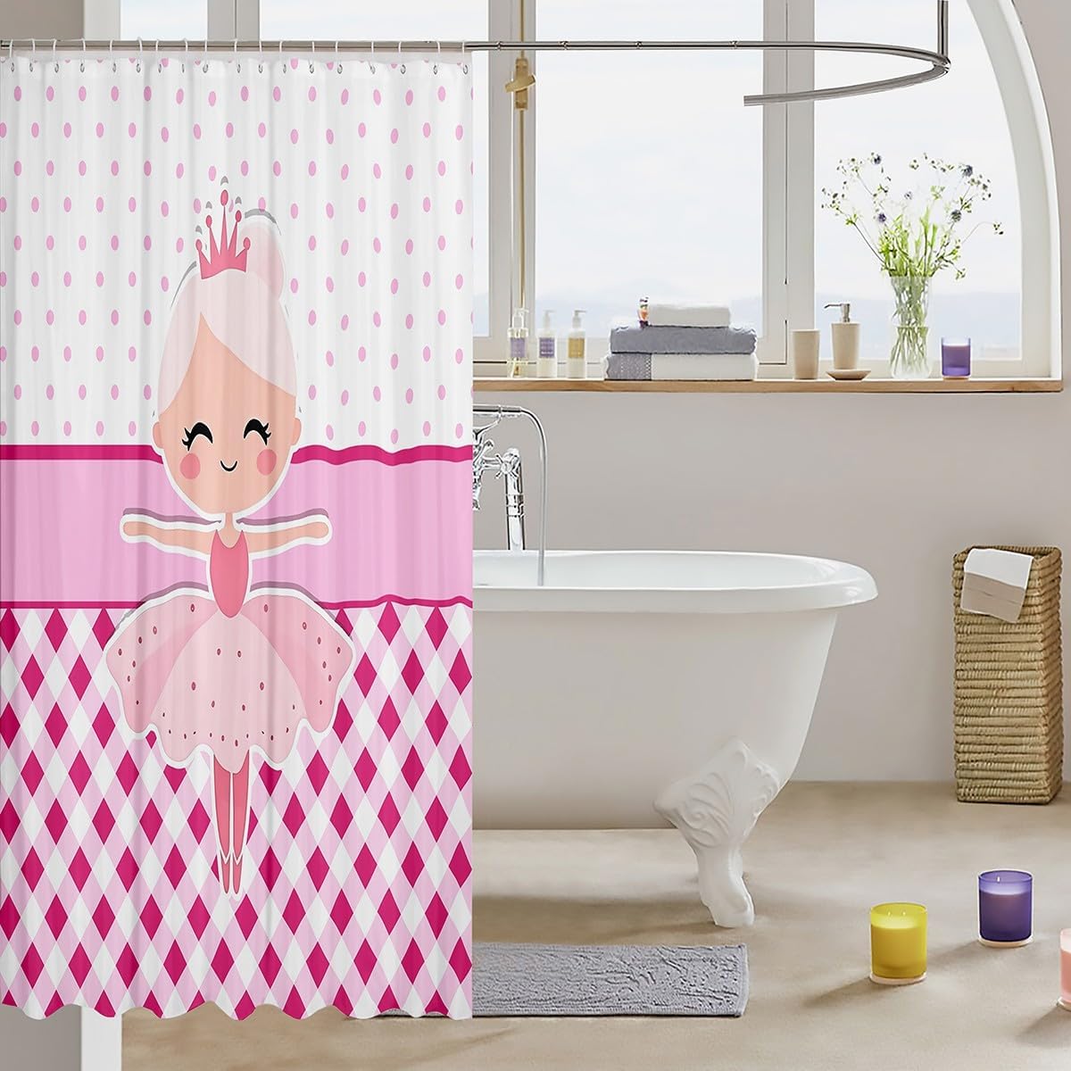 Ballet Girl Shower Curtain Set for Kids and Adults