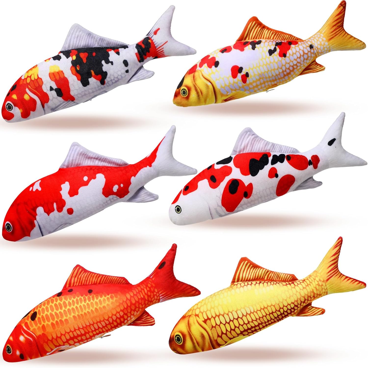 Bargv Six-Piece 12-Inch Fish Plush Pillow for Kids and Cats