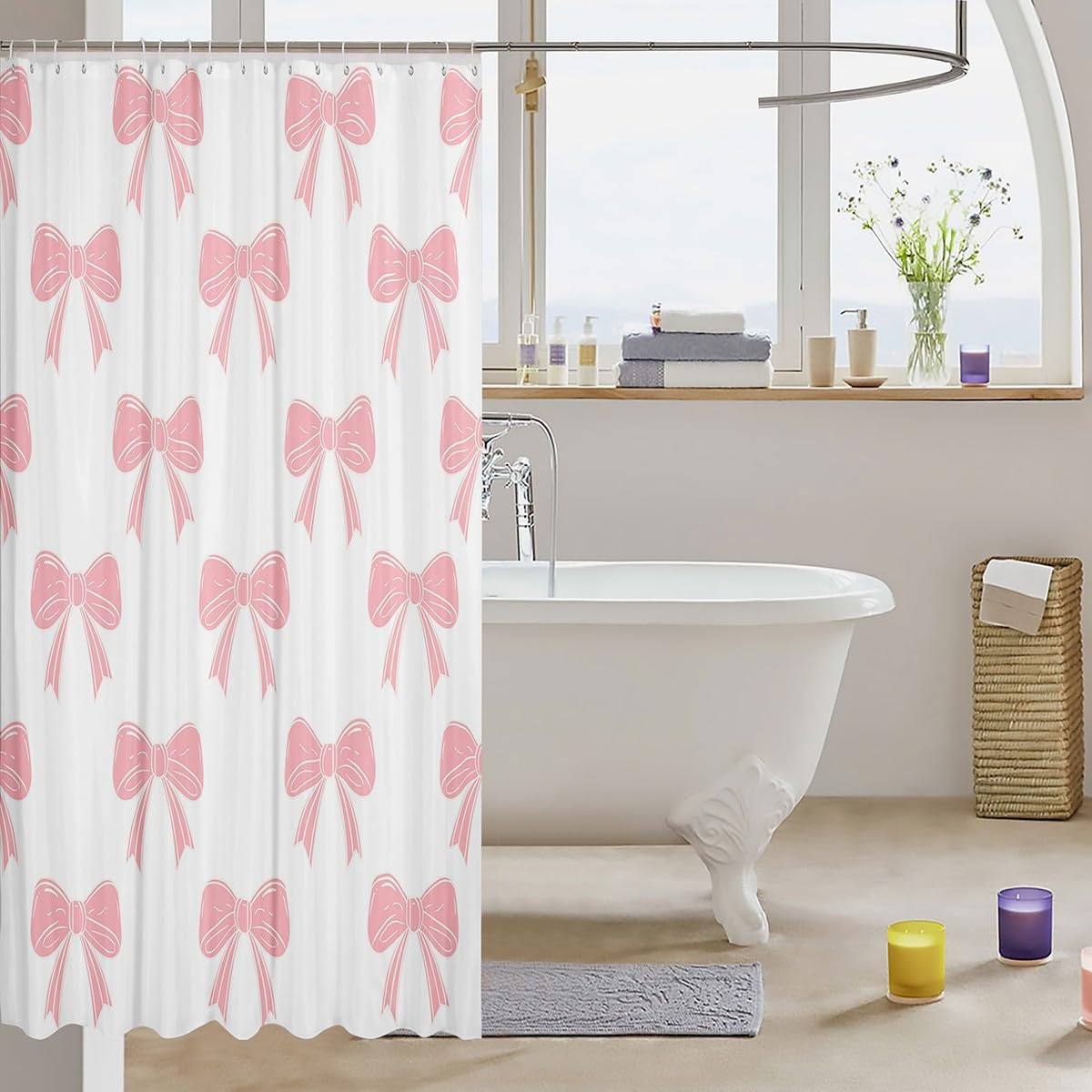 Gpictured Bow Bath Curtain for Kids Adults 72x72 Unique Fun Waterproof