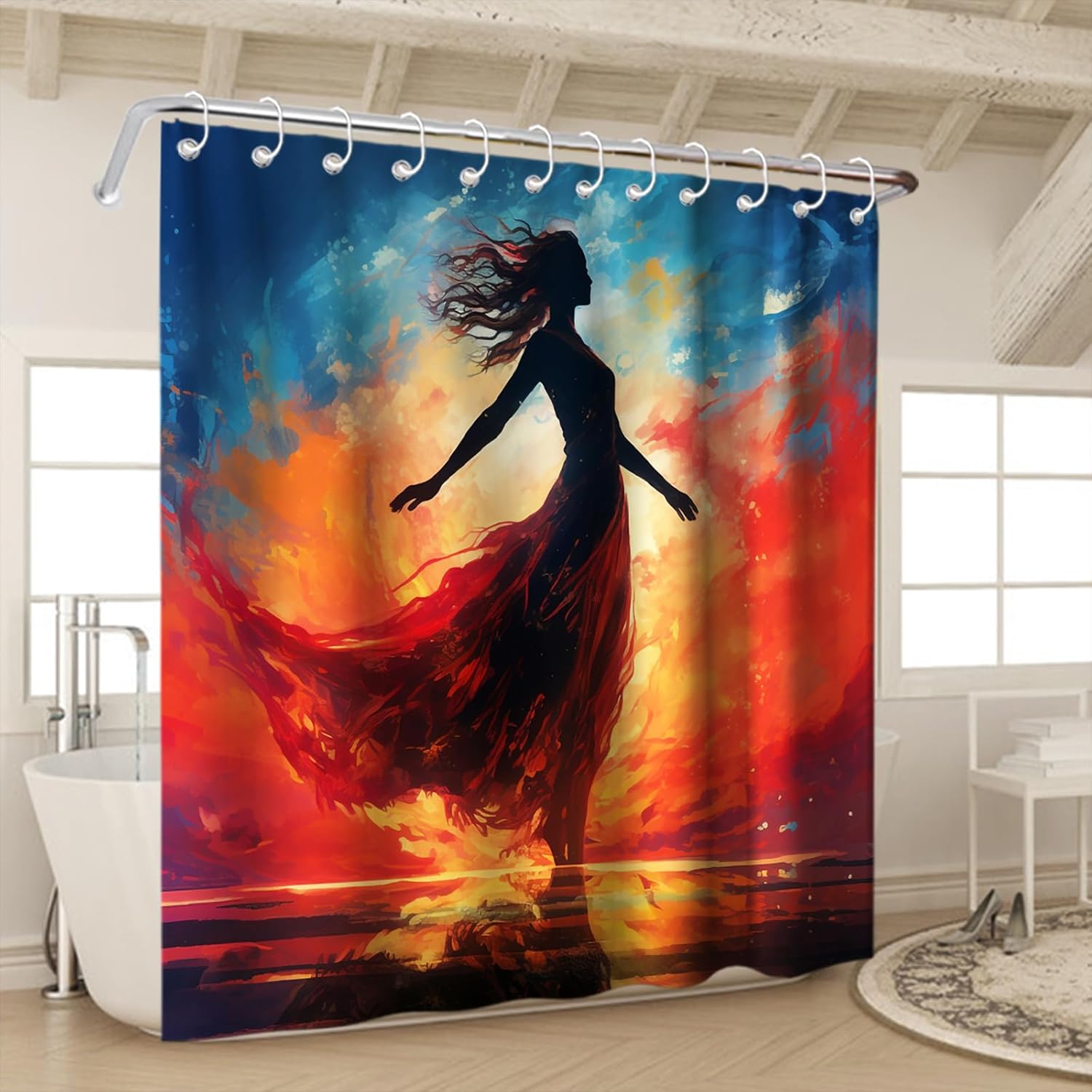 72x72 Abstract Minimalist Weighted Bath Curtain