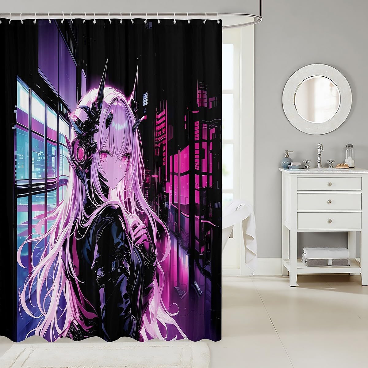 Erosebrildai Japanese Anime Washable Shower Curtain