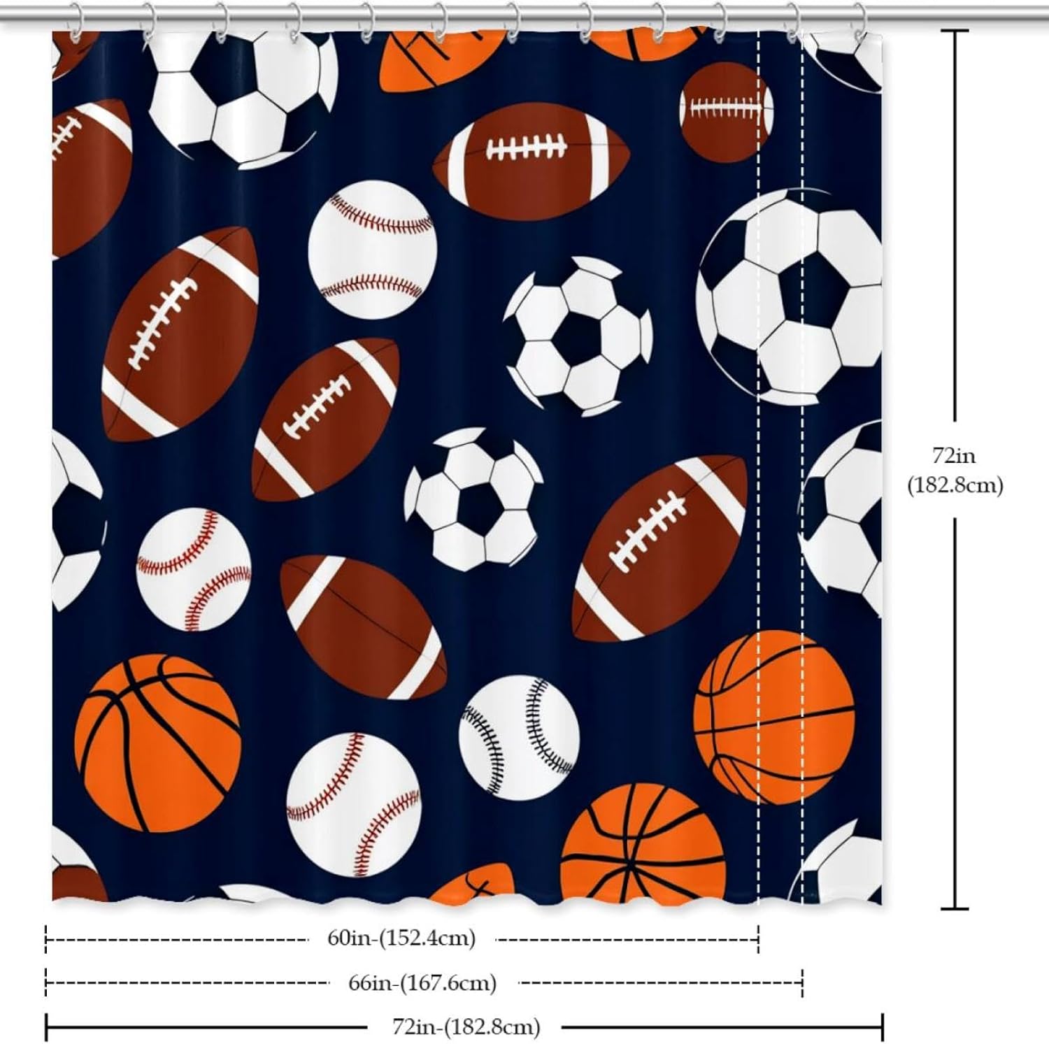 Perfect for Sports Fans Waterproof Washable Bathroom Curtain Set