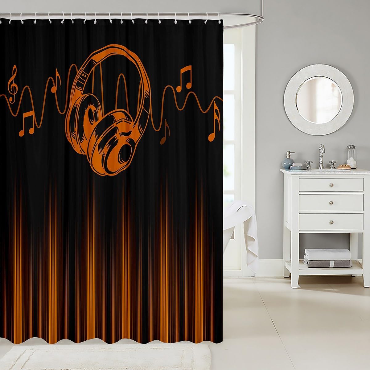 Joyful Music-Themed 72x72 Shower Curtain for Kids